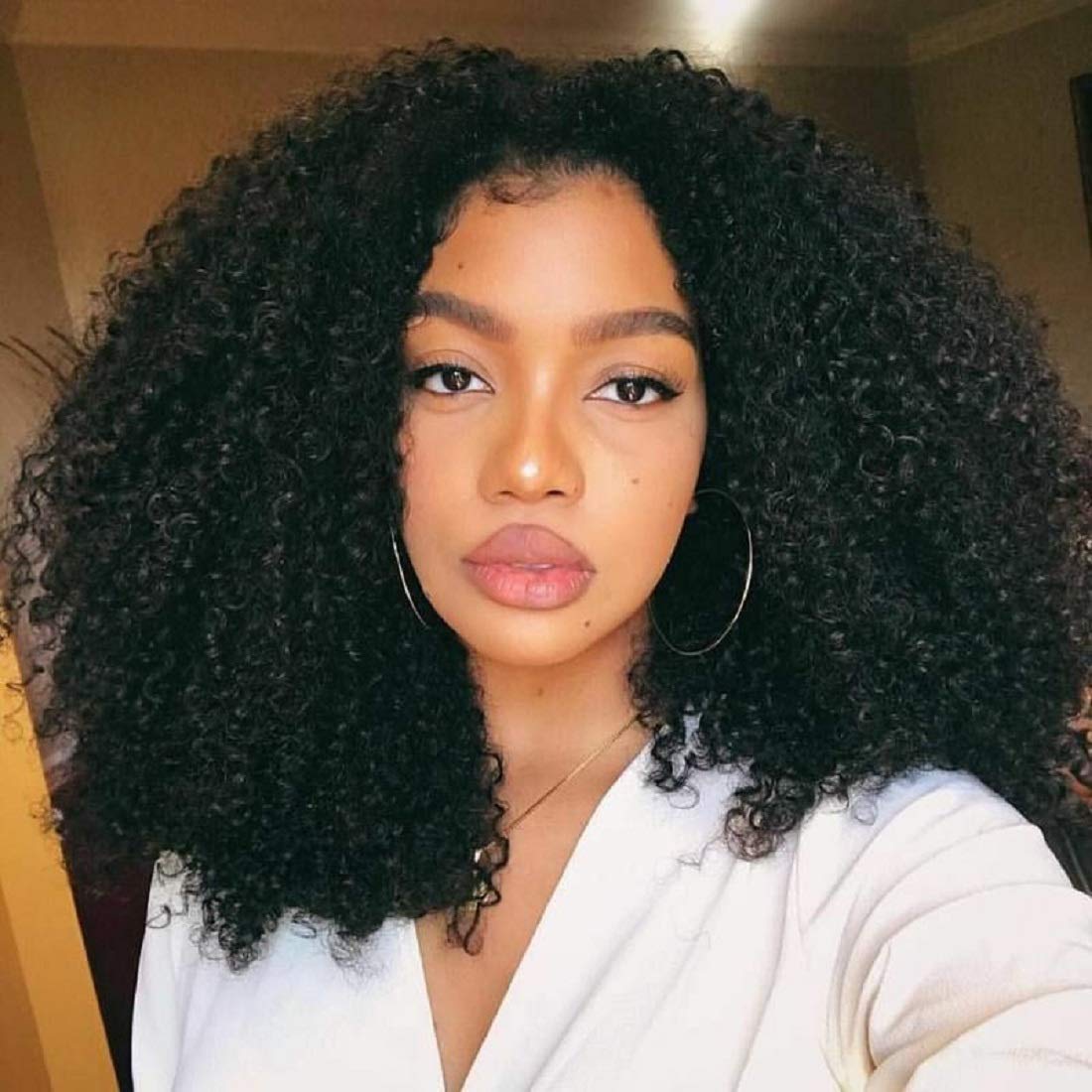 BLY 7A Mongolian Afro Kinky Curly Boho Human Hair Extensions - 3 Bundles Unprocessed Weft for African American Women - Natural Black Color (18/18/18 Inch) - Perfect for Braiding, Weaving & Protective Styles