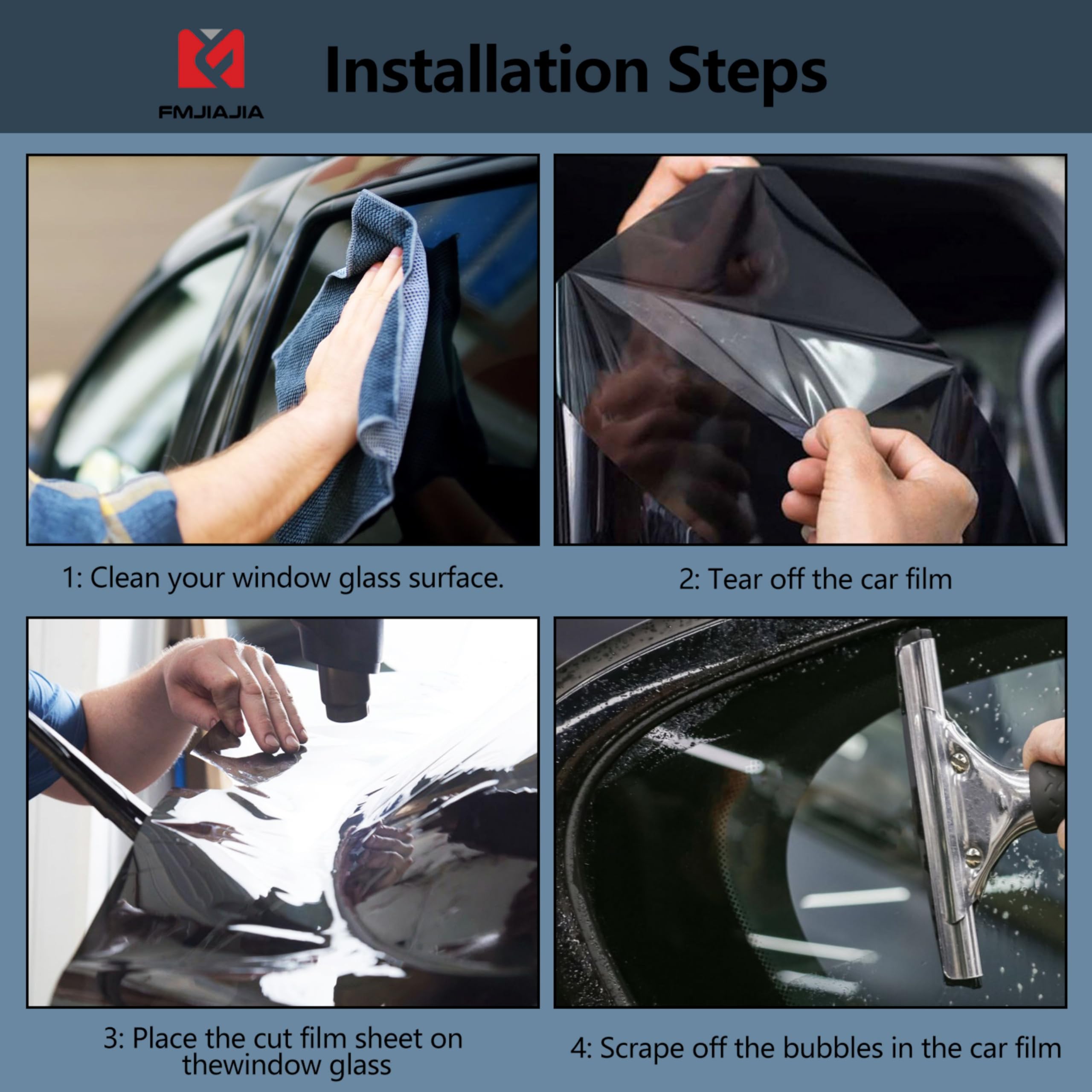 DIY Precut Two Ply Premium Car Window Tint Film - Universal Fit for All Car Models (Side Windows & Rear Windshield) - Enhance Privacy & UV Protection