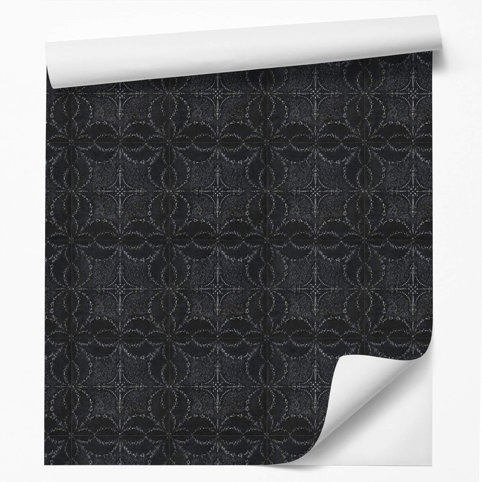 Americanflat Peel and Stick Wallpaper Roll - 24in x 18ft (36 Sq Ft) - Dark Victorian Tile Pattern - Removable Self-Adhesive Wallpaper for Bedroom, Living Room, Kitchen, Office & Dorm Decor