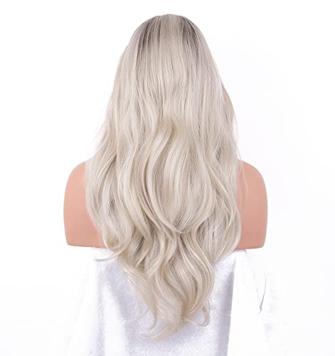 Platinum Blonde Ombre Lace Front Wig - Natural Looking Human Hair Wig for Women | Perfect for Cosplay, Parties & Daily Wear