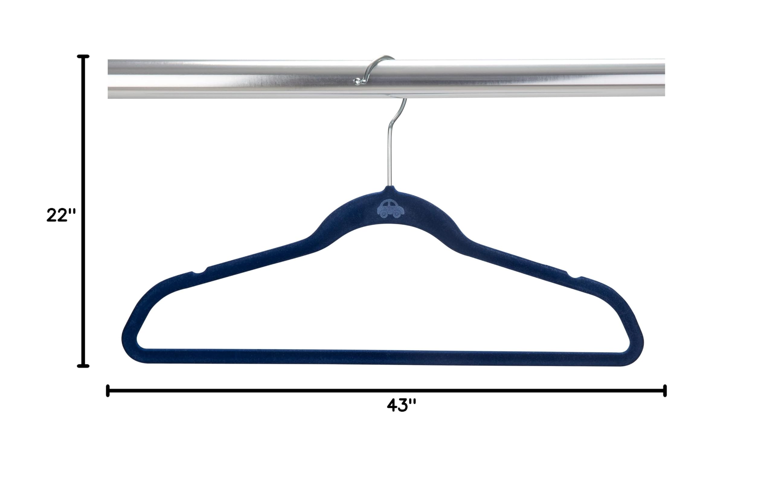 50 Pack Kids Velvet Hangers - Slim Non-Slip Space Saving Closet Organizers for Children's Clothes, Shirts, Pants & Dresses | Perfect for Baby Nursery & Closet Storage (Navy Blue) - Ideal for Small Closets, Shared Kids Rooms & Travel Organization