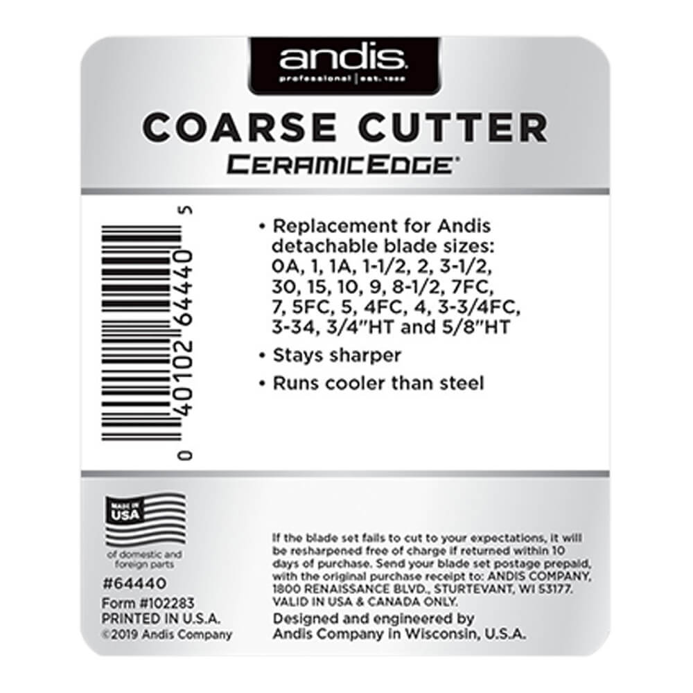 Andis CeramicEdge Detachable Cutter Blade - Professional Dog Grooming Clippers for Home & Salon Use - Perfect for Trimming, Shaping & Styling Pet Hair