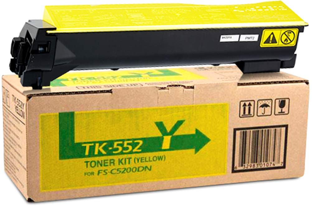 Kyocera TK-552Y Yellow Toner Cartridge (1T02HMAUS0) - Compatible with ECOSYS FS-C5200DN Color Laser Printer | High-Yield 6000 Pages at 5% Coverage | Ideal for Office Printing, School Projects & Small Business Documents