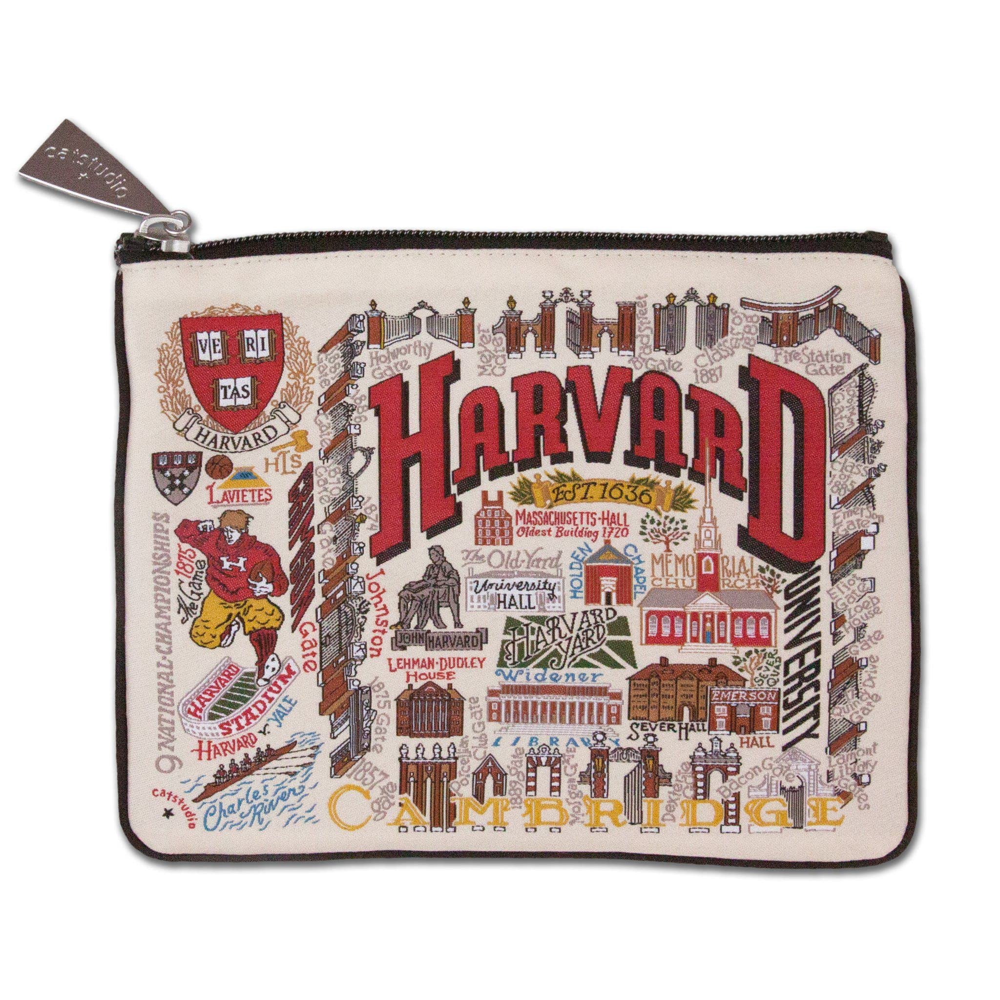 Harvard University Collegiate Zipper Pouch - Stylish PU Leather Cosmetic Bag for Phone, Coins, Makeup & Essentials | Perfect for School, Travel & Everyday Use