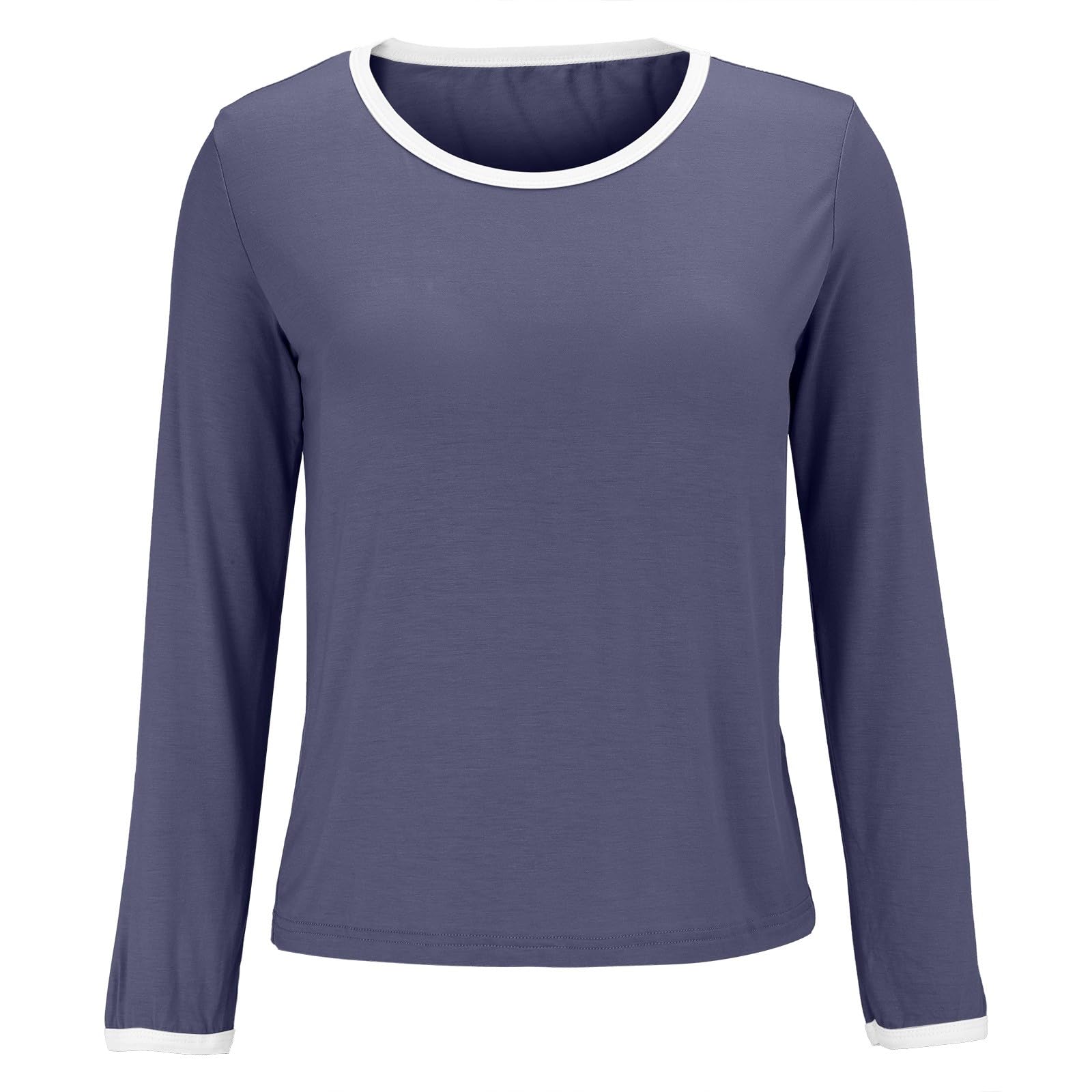 Women's Long Sleeve Sports Bra Top - Built-in Support Cotton Pullover Sweatshirt for Yoga, Running & Workouts - Comfy Workout Shirt with Built-in Bra