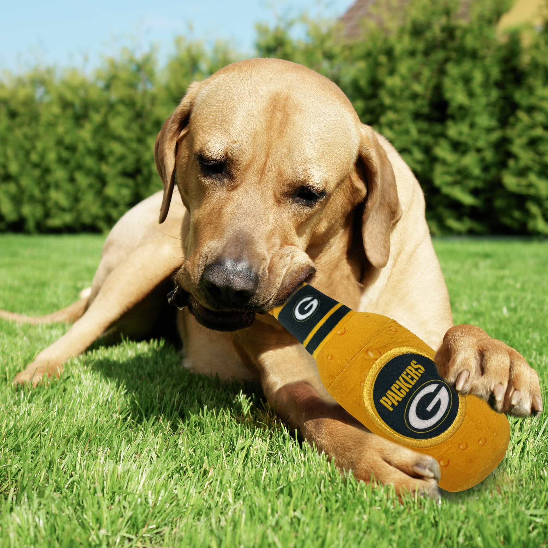 Pets First NFL Beer Bottle Chew Toy for Dogs - Durable Pet Chewing Toy for Puppies, Fun Football-Themed Dog Toy for Playtime & Training