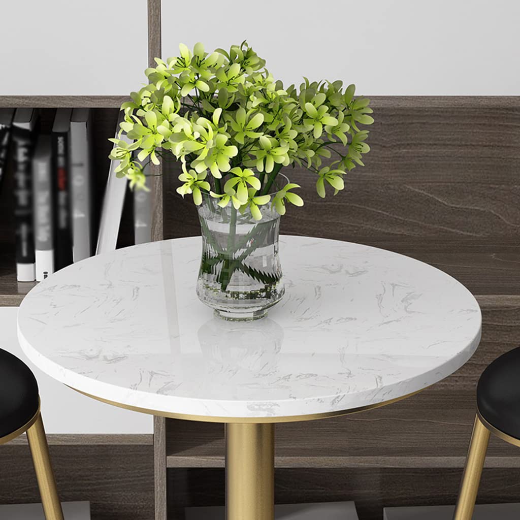 Modern White Marble High Bar Table with Solid Metal Base & Gold Frame - Kitchen Island, Breakfast Nook, Coffee Shop & Home Bar Counter Height Table - Durable Cocktail Table for Dining & Entertaining