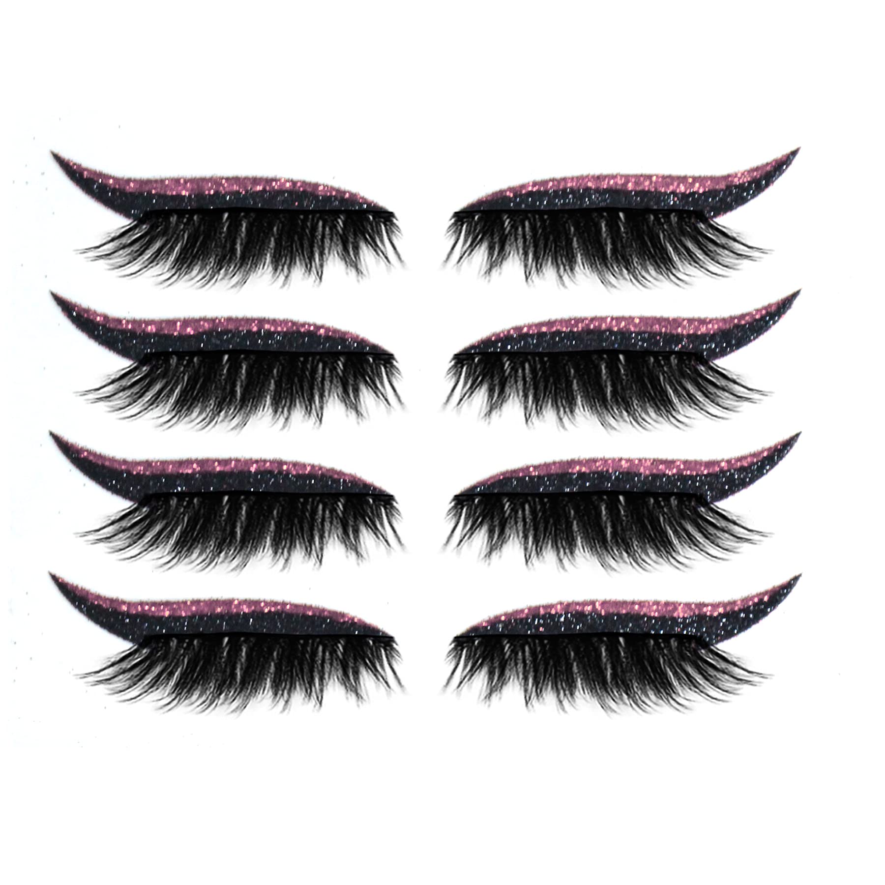**Reusable Eyeliner Stickers with False Eyelashes – 4 Pairs Natural & Waterproof Eyelash Stickers for Instant, Easy Application – Pink Makeup Stickers for Women | Perfect for Daily Wear, Parties & Special Occasions**