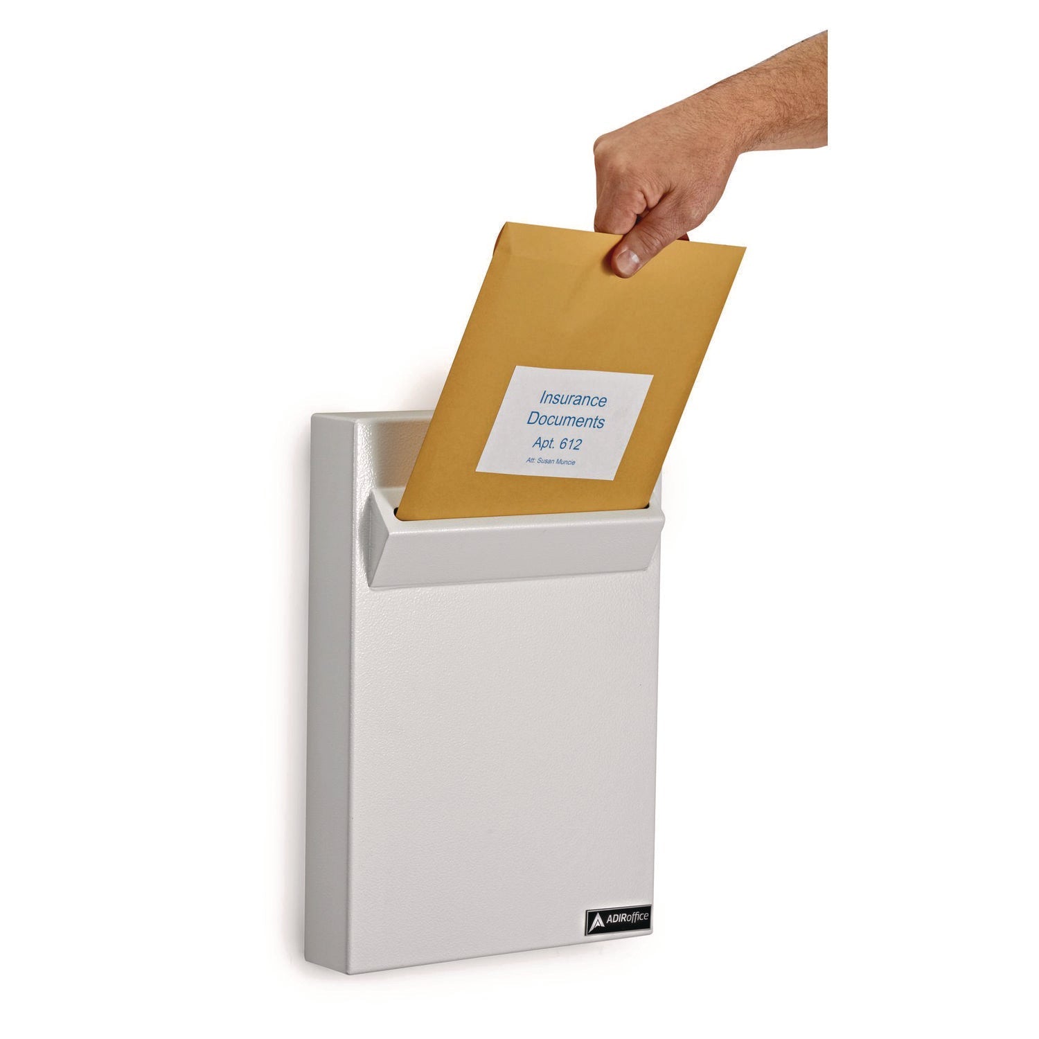 AdirOffice Large Wall Mounted Weatherproof Steel Secure Drop Box - 11 x 2.4 x 16 Inches, White - Perfect for Mail, Package & Document Delivery for Homes, Offices & Apartments