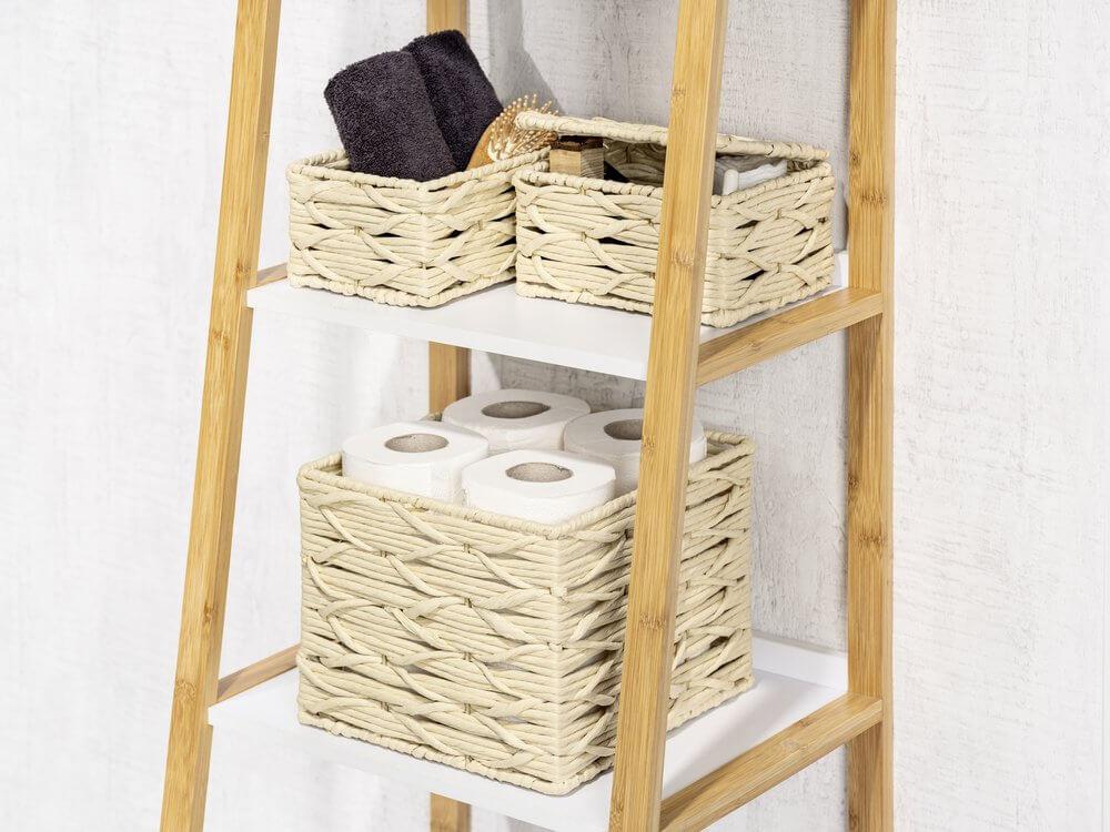 Vabriano Woven Storage Basket with Lid - Cream Color Home Organization Box for Bedroom, Living Room, and Office Storage