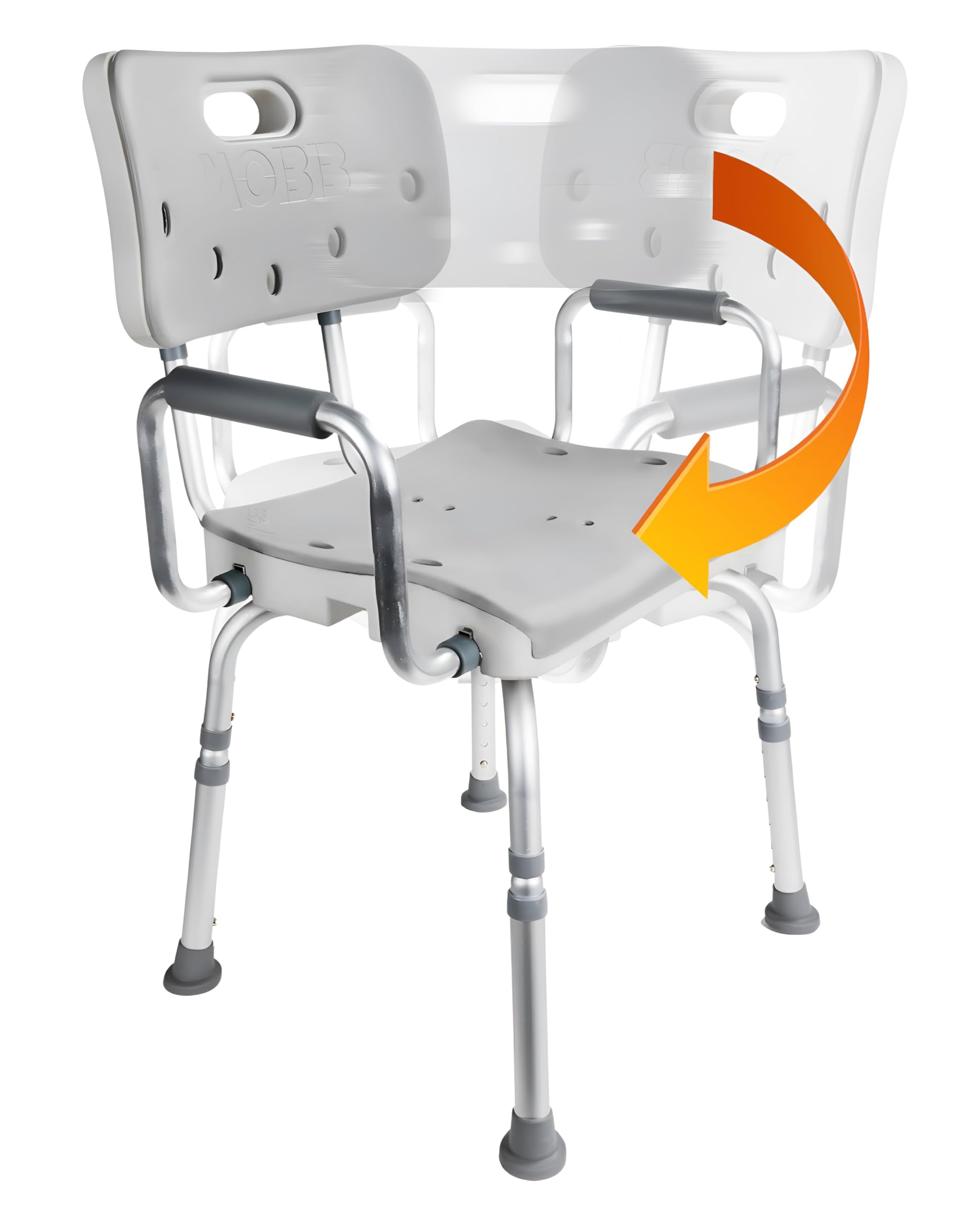 MOBB Premium 360° Swivel Shower Chair with Backrest - Adjustable Height Bath Bench with Locking Mechanism, Padded Armrests - 300 lbs Weight Capacity - Ideal for Elderly, Disabled & Post-Surgery Bathroom Safety
