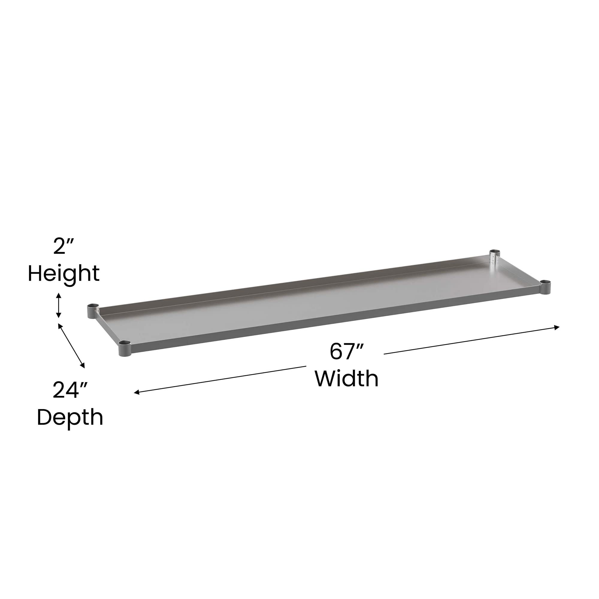 Flash Furniture Woodford Adjustable Galvanized Under Shelf for 30