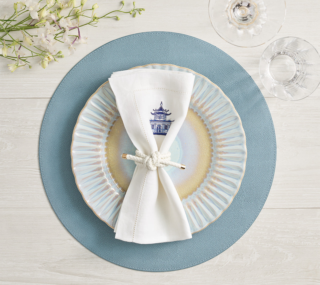 Sky & Blue Icons Placemat Set of 4 - Waterproof Table Mats for Dining, Kitchen, and Party Decor