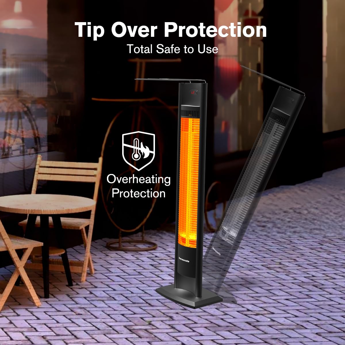 ThermoMate 1500W Portable Infrared Heater - Indoor Outdoor Electric Patio Heater with Remote, Timer & Tip-Over Protection - Perfect for Backyard, Restaurant, Garage & Office Use