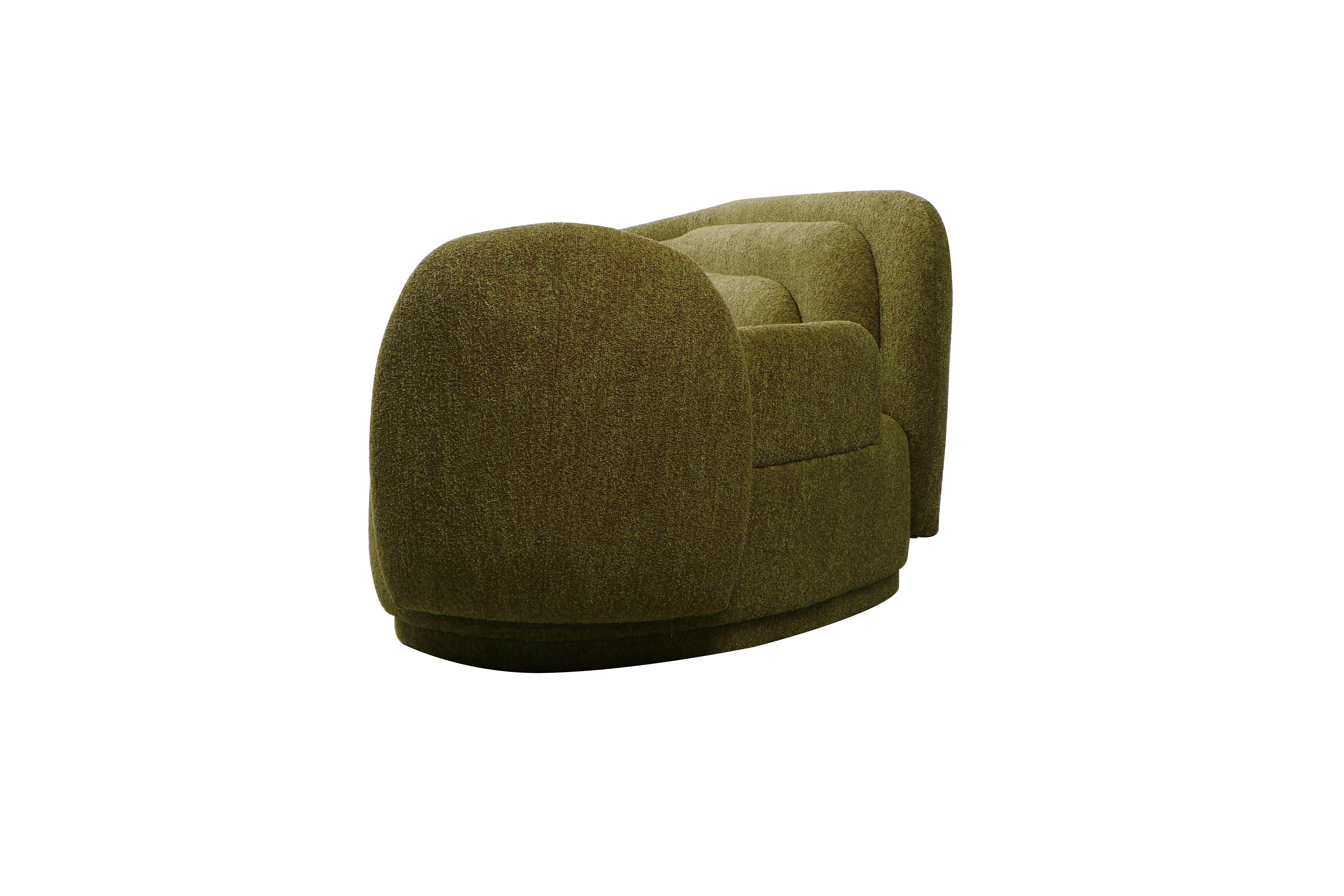 Bernard Green Boucle Sofa - Modern Velvet Upholstered Couch for Living Room, Lounge & Office - Comfortable Mid-Century Style Sectional Sofa with Soft Fabric & Sturdy Wooden Legs