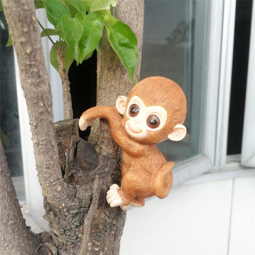 Cute Animal Figurine Planter Pot Hangers - Set of 3 Resin Hanging Monkey Sculptures for Outdoor Garden Decor, Flower Pot Climbing Ornaments | Perfect for Patio, Balcony & Indoor Plant Displays
