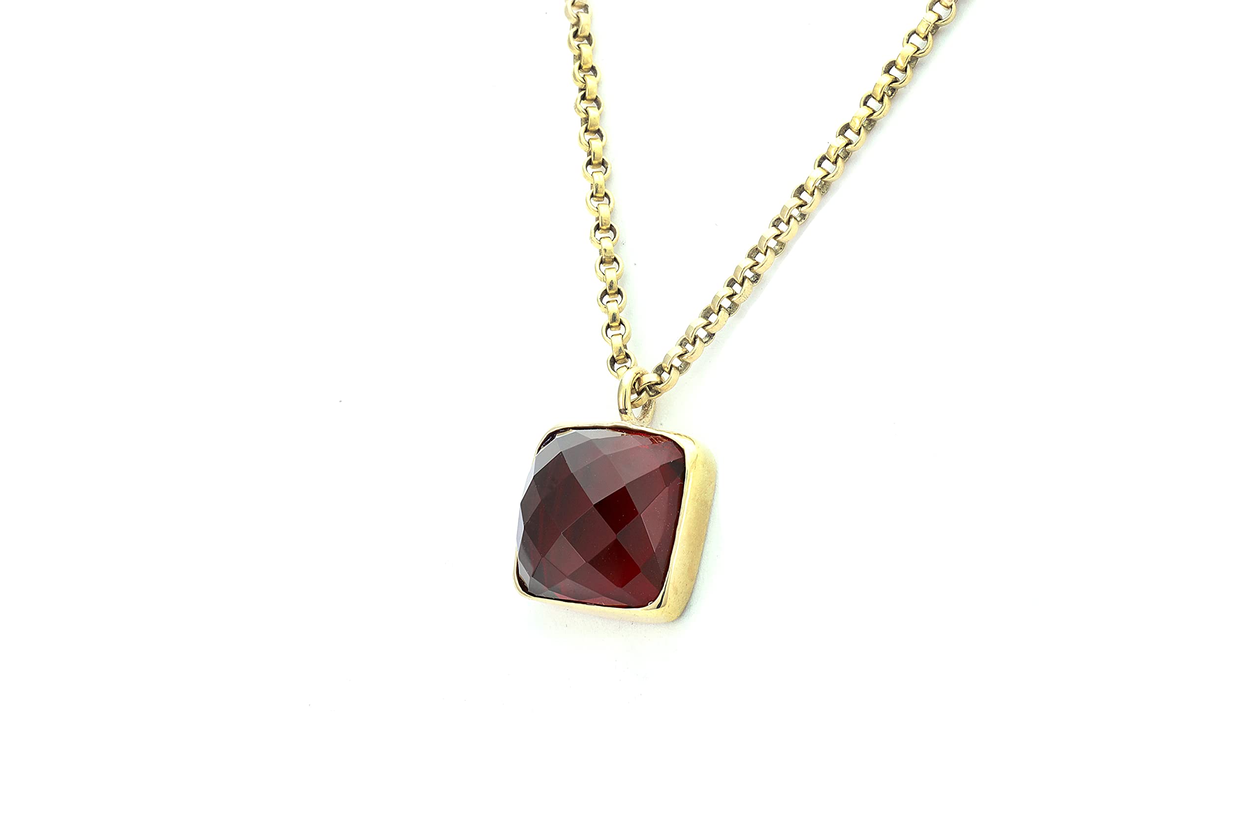 Garnet Pendant Necklace - 14K Gold Filled or Gold Vermeil Bezel Setting - January Birthstone Jewelry for Women - Faceted Gemstone Long Necklace - Perfect for Birthday Gifts, Anniversary & Everyday Elegance