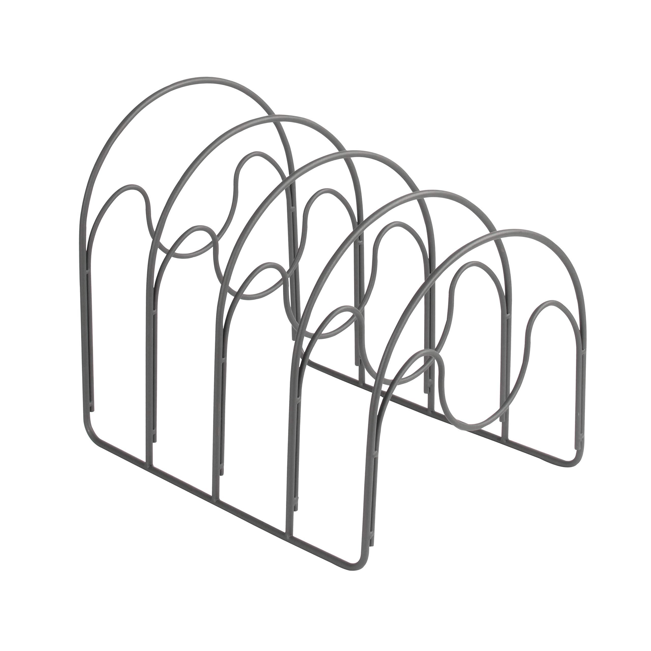 Sturdy Steel Arc Lids for Pots & Pans - Kitchen Cabinet Organizer for Skillets & Bakeware - Medium Size in Industrial Gray - Perfect for Space-Saving Storage & Kitchen Organization