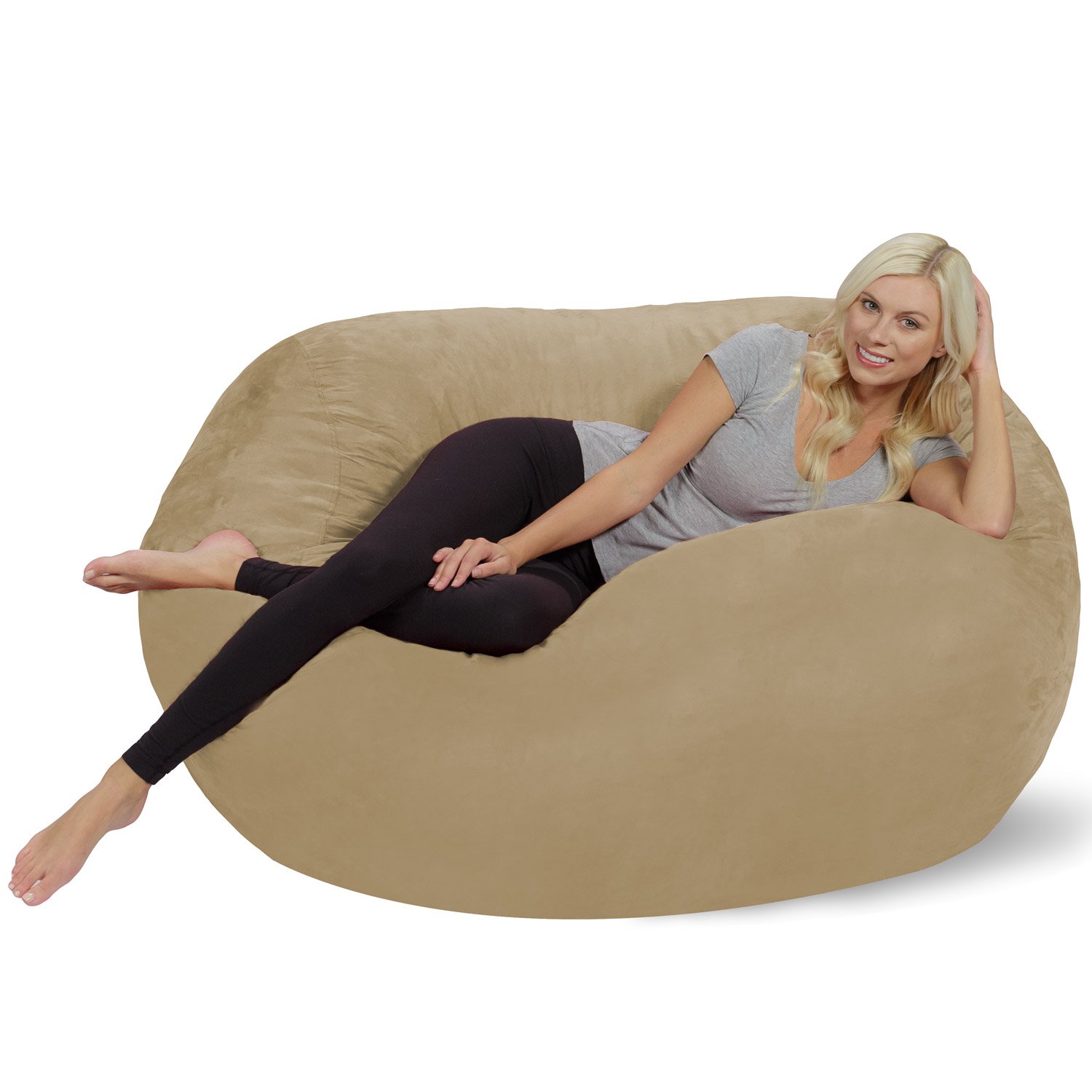 Chill Sack 5' Memory Foam Bean Bag Chair - Oversized Lounger with Soft Microfiber Cover (Camel) for Living Room, Game Room & Dorm Relaxation