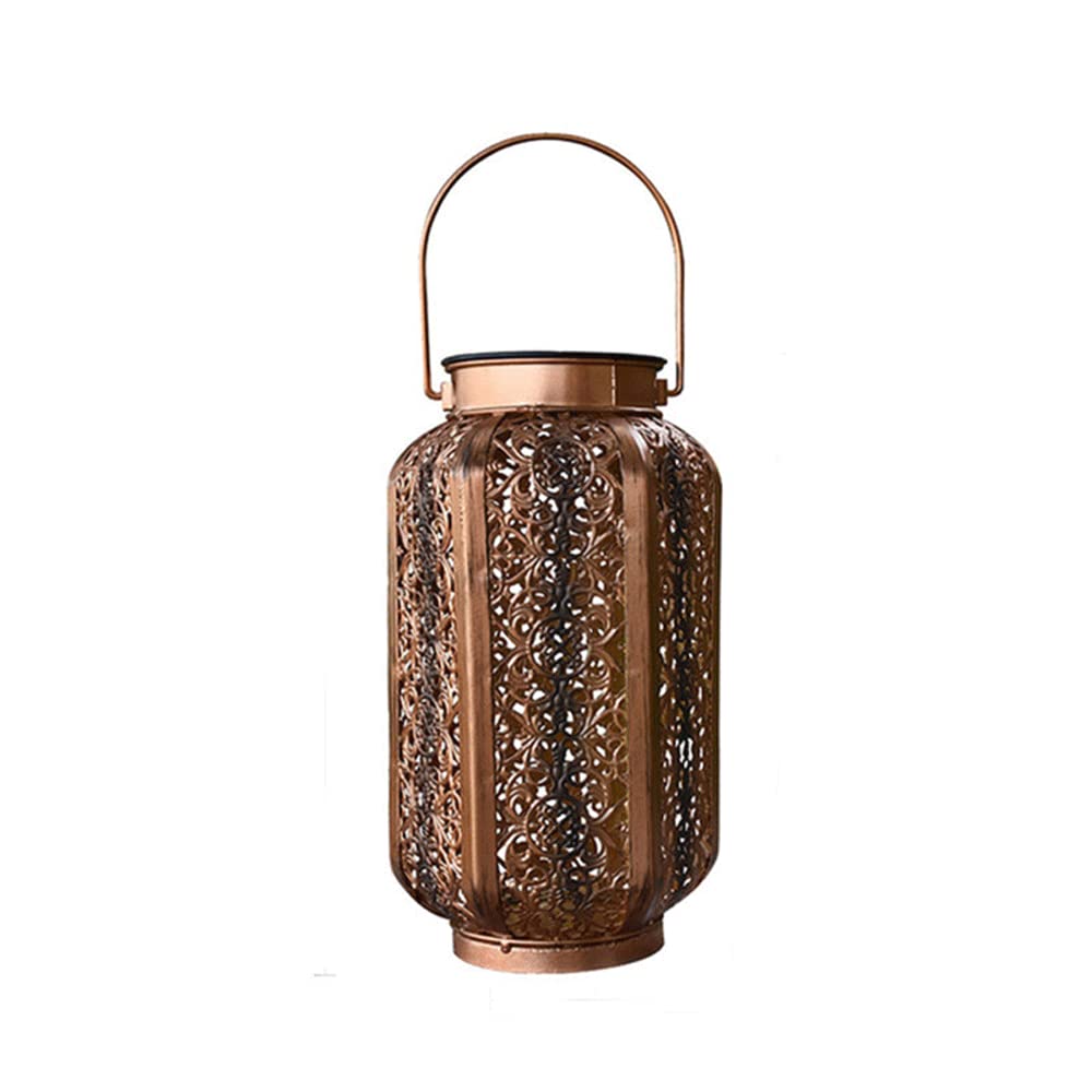 FiorHOCc Solar-Powered Hexagonal Wax Gourd Lantern - Outdoor Waterproof LED Hanging Light with Wrought Iron Hollow Projection for Garden, Patio, Courtyard & Backyard Decor | Portable Solar Lighting for Parties, Weddings & Landscape Illumination