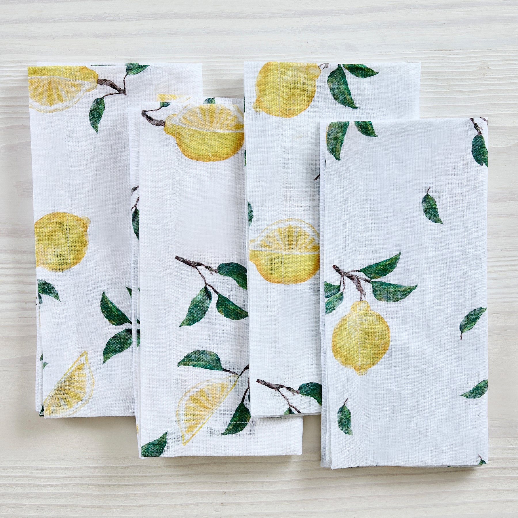 Premium Botanical Lemon Print Napkins - Set of 4 for Dining, Kitchen & Party Decor | Eco-Friendly Cotton Table Linens