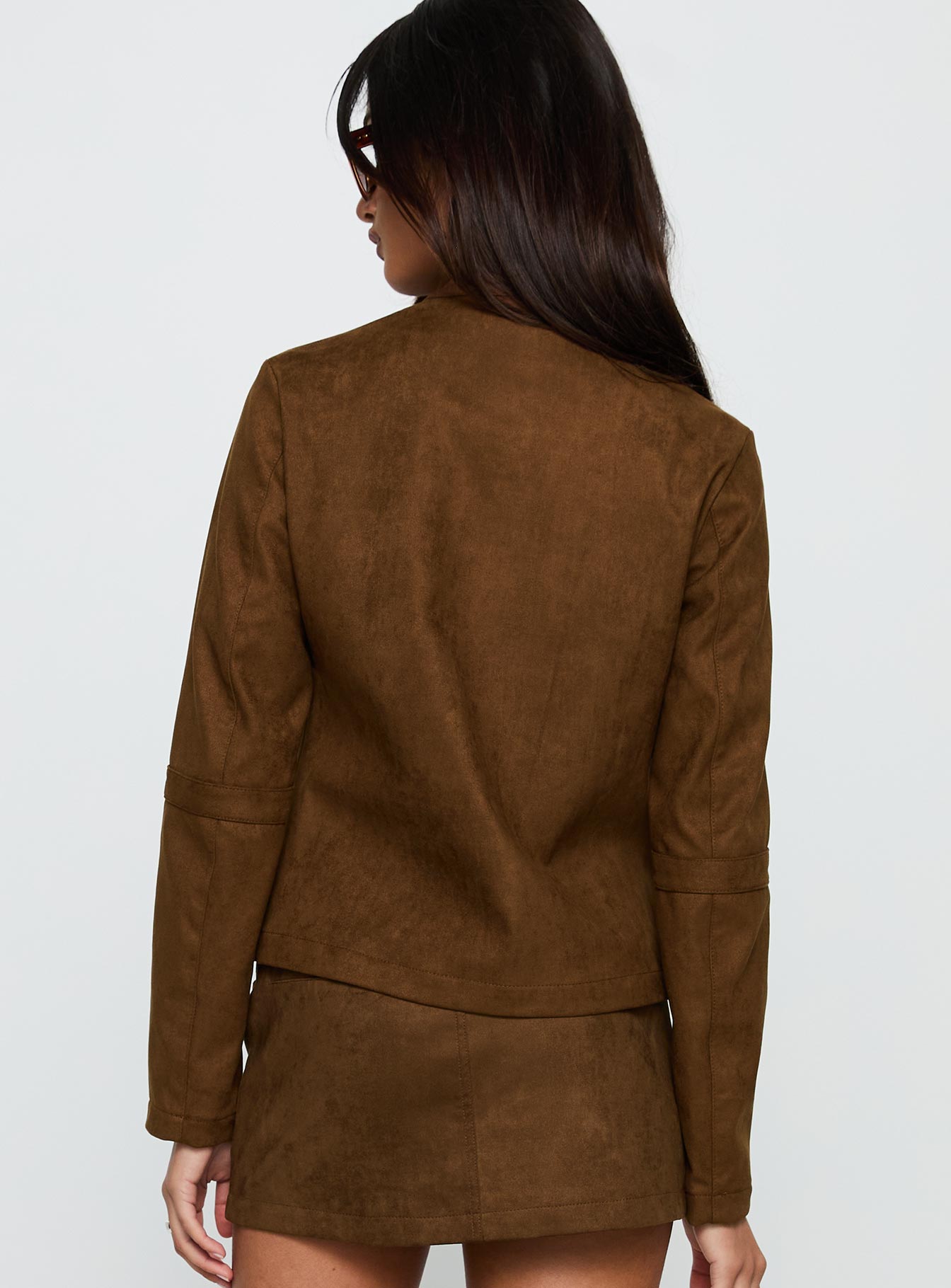 Born To Brag Faux Suede Jacket - Brown Vegan Leather Women's Coat for Fall & Winter Fashion | Perfect for Casual Outings, Date Nights & Office Wear