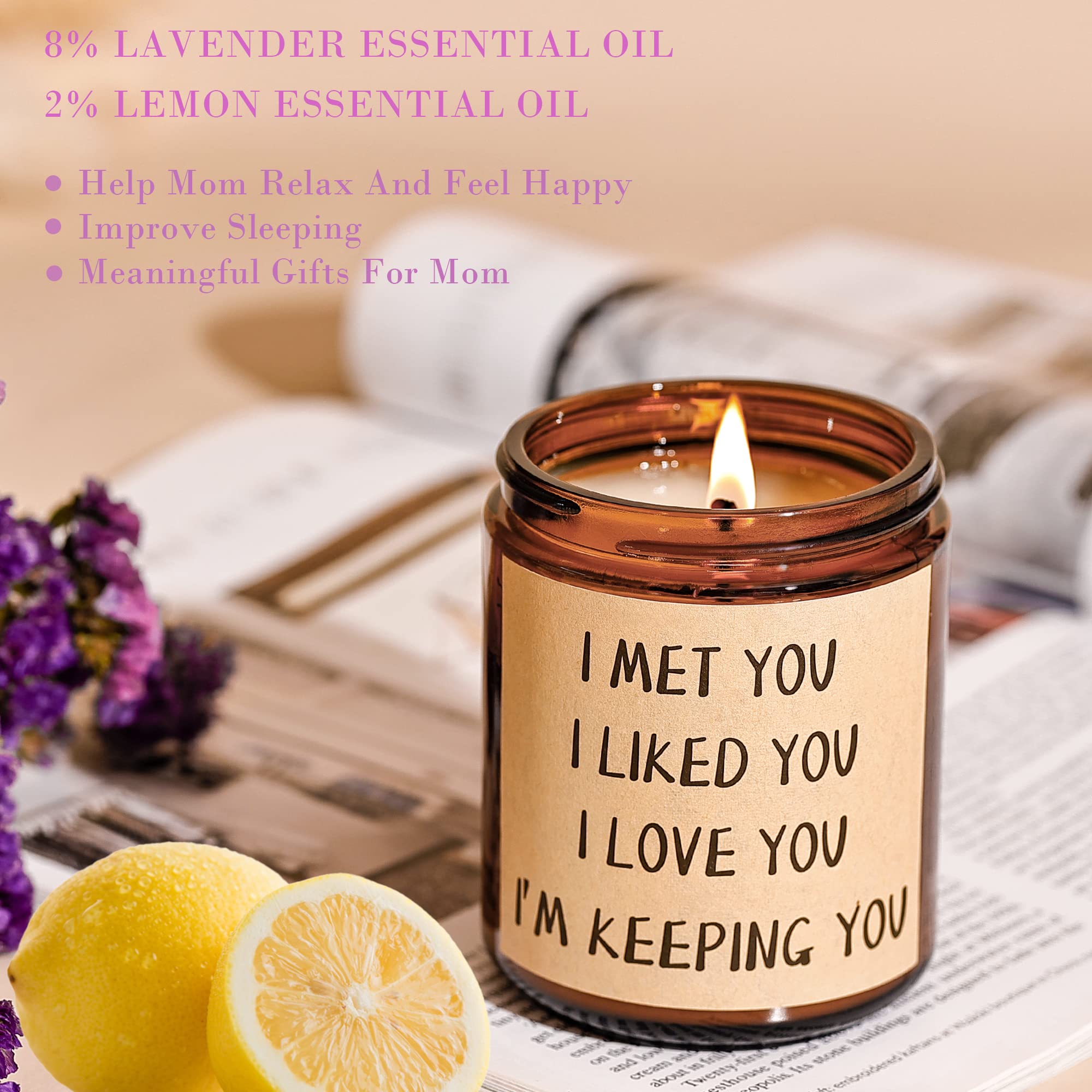 Romantic Lavender Soy Scented Candles - Funny & Thoughtful Gifts for Women, Perfect for Birthday, Anniversary, Christmas, Mother's Day & Thanksgiving - Great for Girlfriend, Wife & Her - Creates Relaxing Ambience for Home, Spa & Romantic Nights