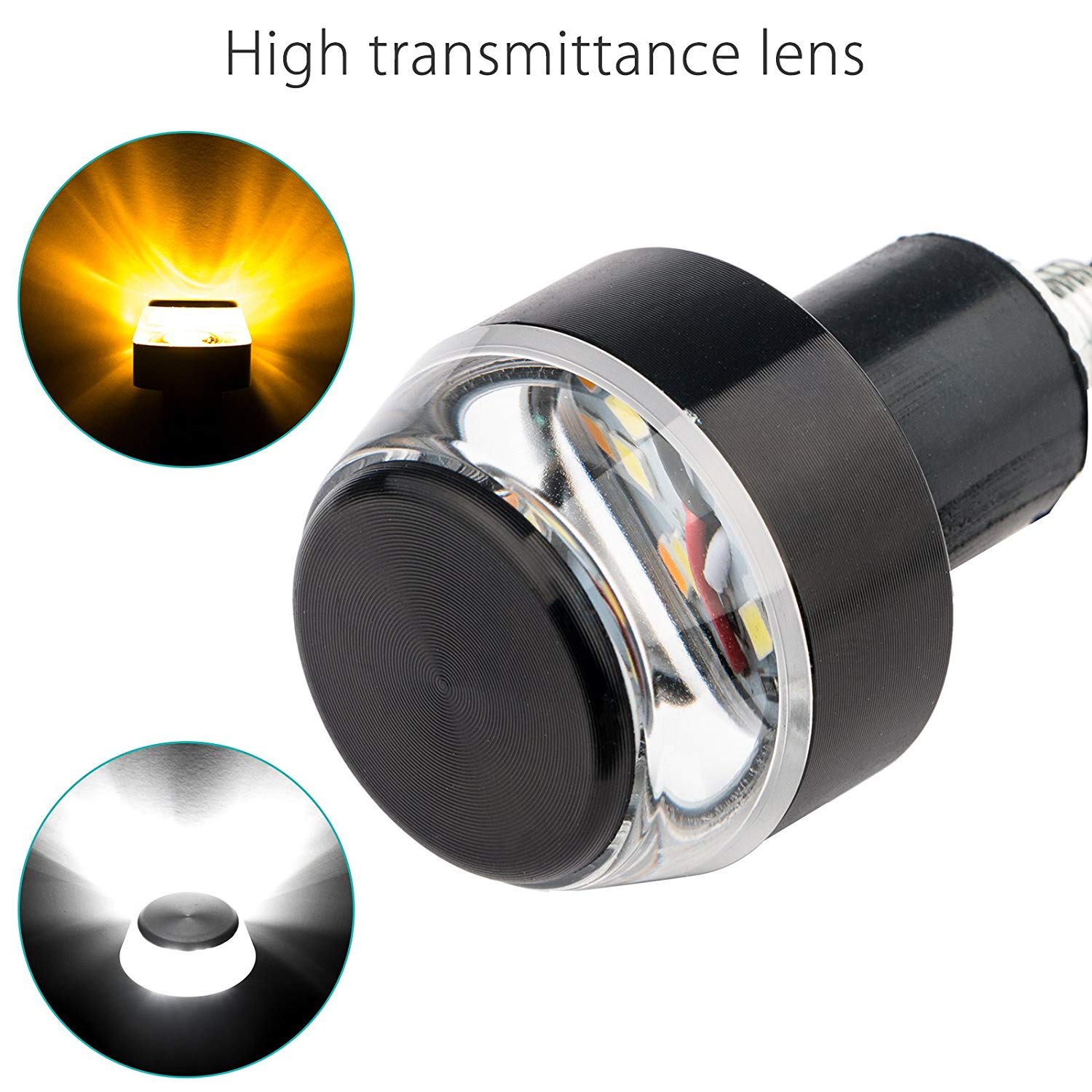 TOPKU Motorcycle LED Turn Signal Light Grip Bar Plug - Strobe Side Marker End Handlebar Accessory (2-Pack) for Enhanced Visibility & Safety in Night Riding
