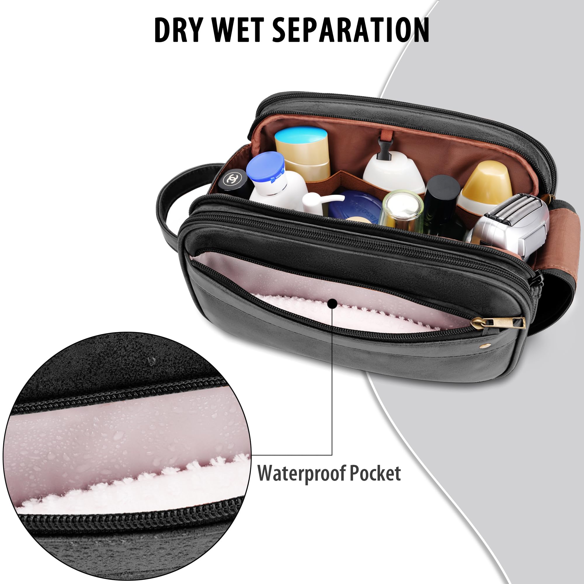 Large Water-resistant Travel Toiletry Bag for Men & Women - Hanging PU Leather Cosmetic Organizer, Shaving Case & Cruise Essentials (Black) - Perfect for Travel, Camping, Business Trips & Daily Use