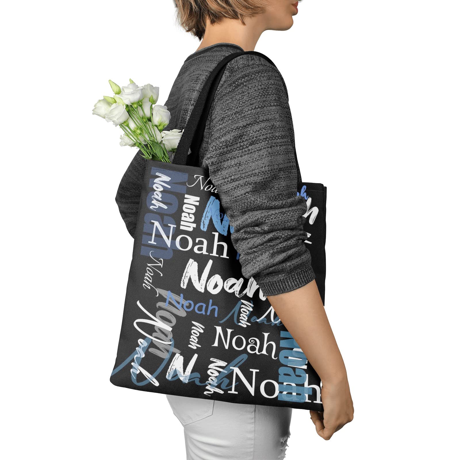 Custom Personalized Tote Bags for Women - Monogrammed Name Tote Bag Gift for Birthday, Christmas & Valentine's Day - Perfect for Shopping, Beach & Everyday Use