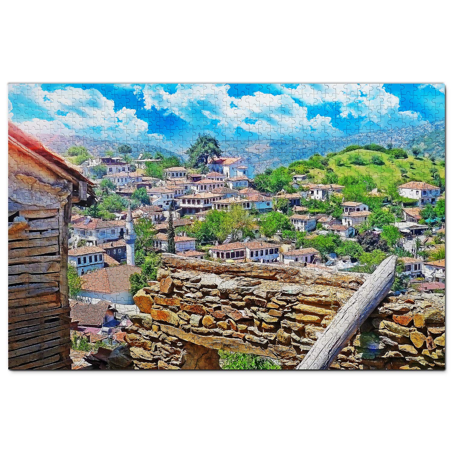 1000 Piece Turkey Sirince Jigsaw Puzzle - Wooden Travel Souvenir & Home Decor for Adults, Perfect for Relaxation, Family Game Night and Wall Art Display
