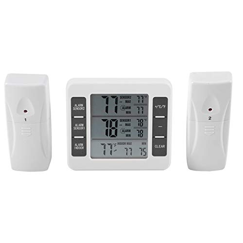 Digital Refrigerator Thermometer with Audible Alarm - Easy-to-Read Temperature Monitor for Home & Kitchen, Freezer, Fridge - Manual Reset for Food Safety & Storage