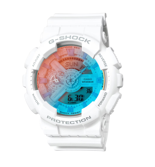 Casio G-Shock GA110TL-7A Analog-Digital Watch with White/Amber Dial - Rugged Sports & Outdoor Adventure Timepiece for Men