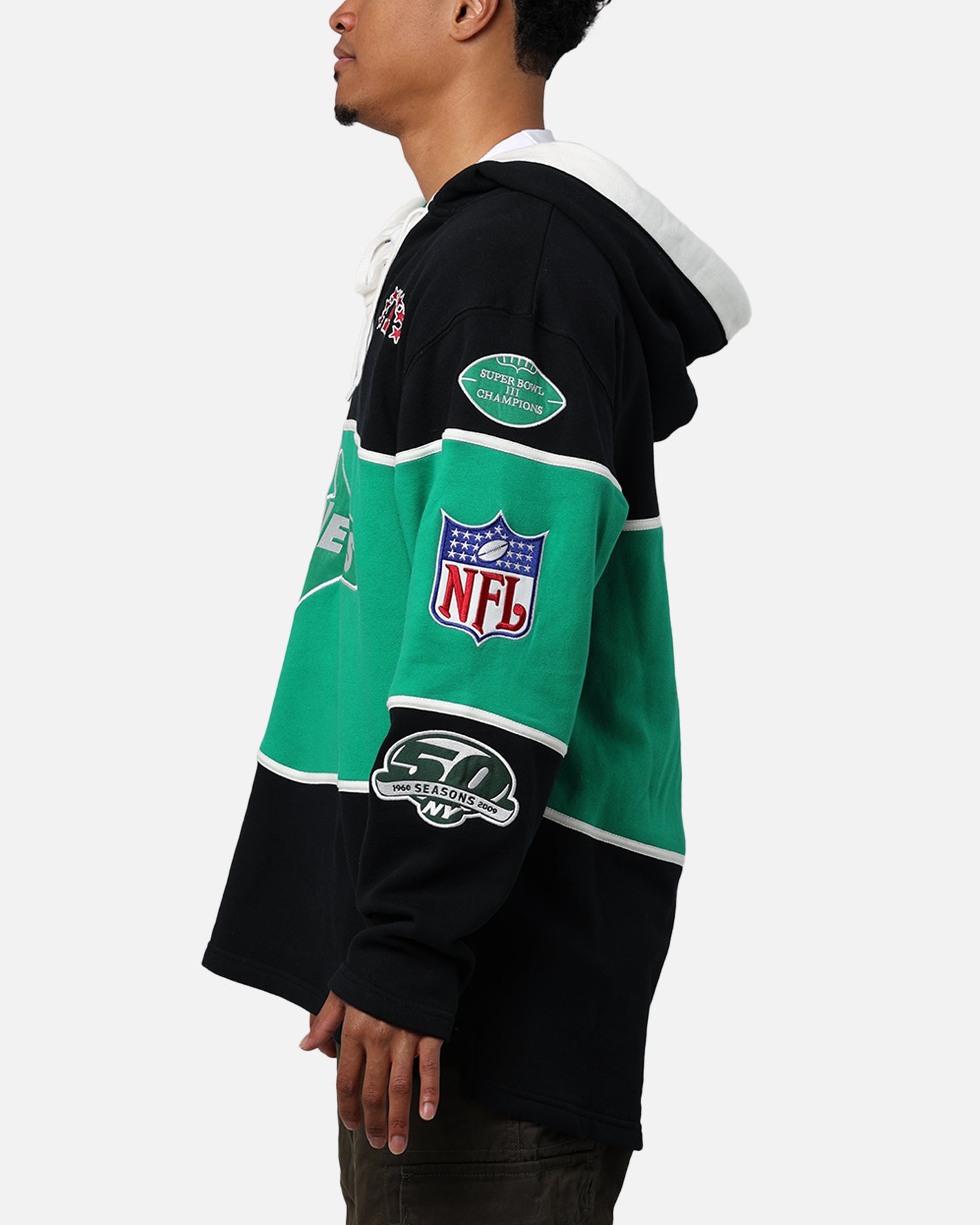 47 Brand New York Jets Super Bowl Gridiron Lacer Hoodie - Jet Black - NFL Fan Gear for Game Day & Cold Weather Wear