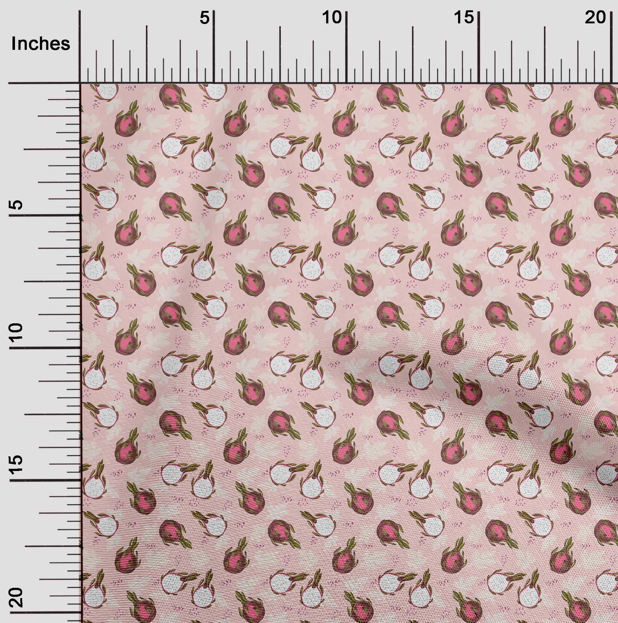 Premium 100% Cotton Cambric Fabric - Soft Baby Pink Dragonfruit Print Dress Material, 42 Inches Wide | Perfect for DIY Dresses, Skirts, and Baby Clothes