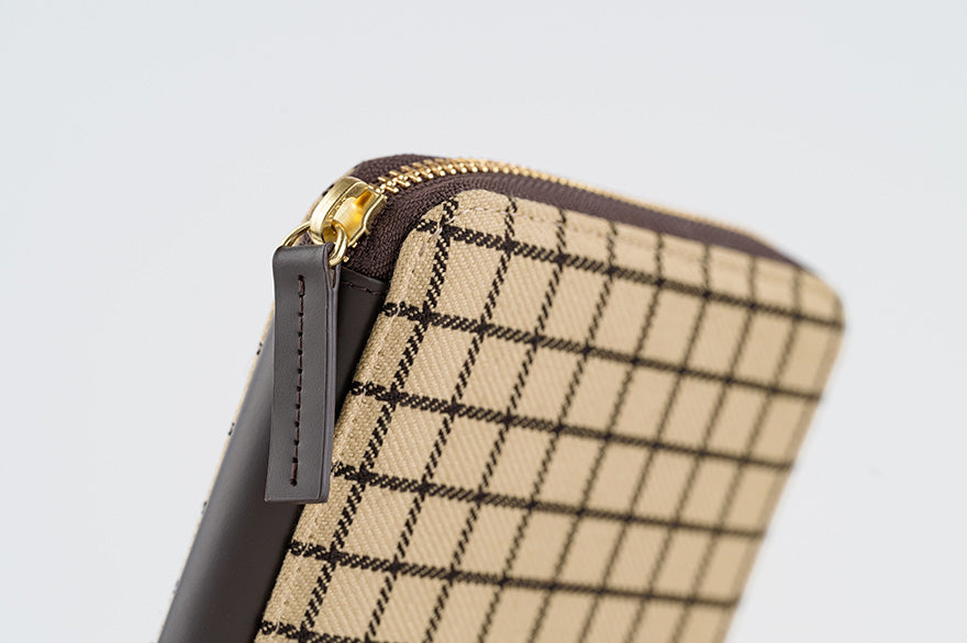 Hobonichi Techo 2025 Planner - A6 Original Size Taut Zipped Cover in Café au Lait Plaid (Cover Only) | Perfect for Daily Journaling, Planning & Note-Taking
