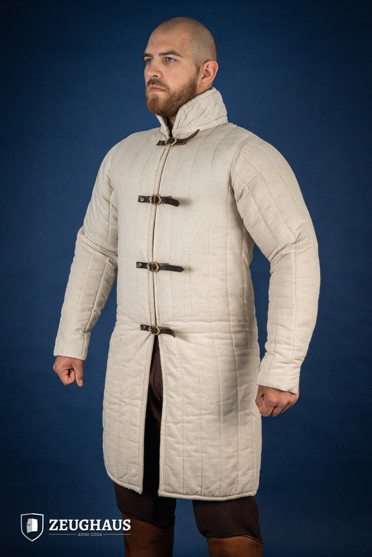 Medieval Front Buckled Gambeson Cream - Lightweight Armor for LARP, Cosplay & Renaissance Fairs | B-Stock Discount