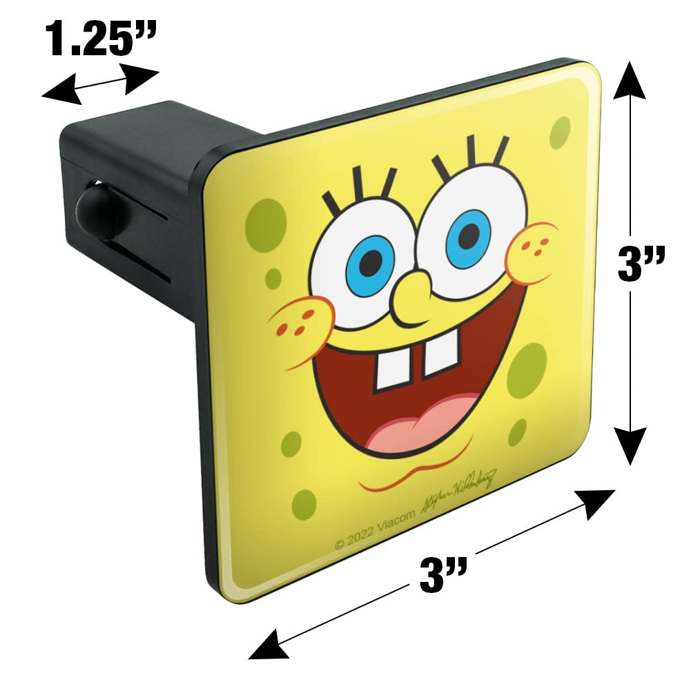 Spongebob Goofy Smile Face Tow Trailer Hitch Cover Plug Insert - Fun & Durable Hitch Accessory for Trucks, SUVs & Trailers - Perfect for Road Trips & Car Enthusiasts