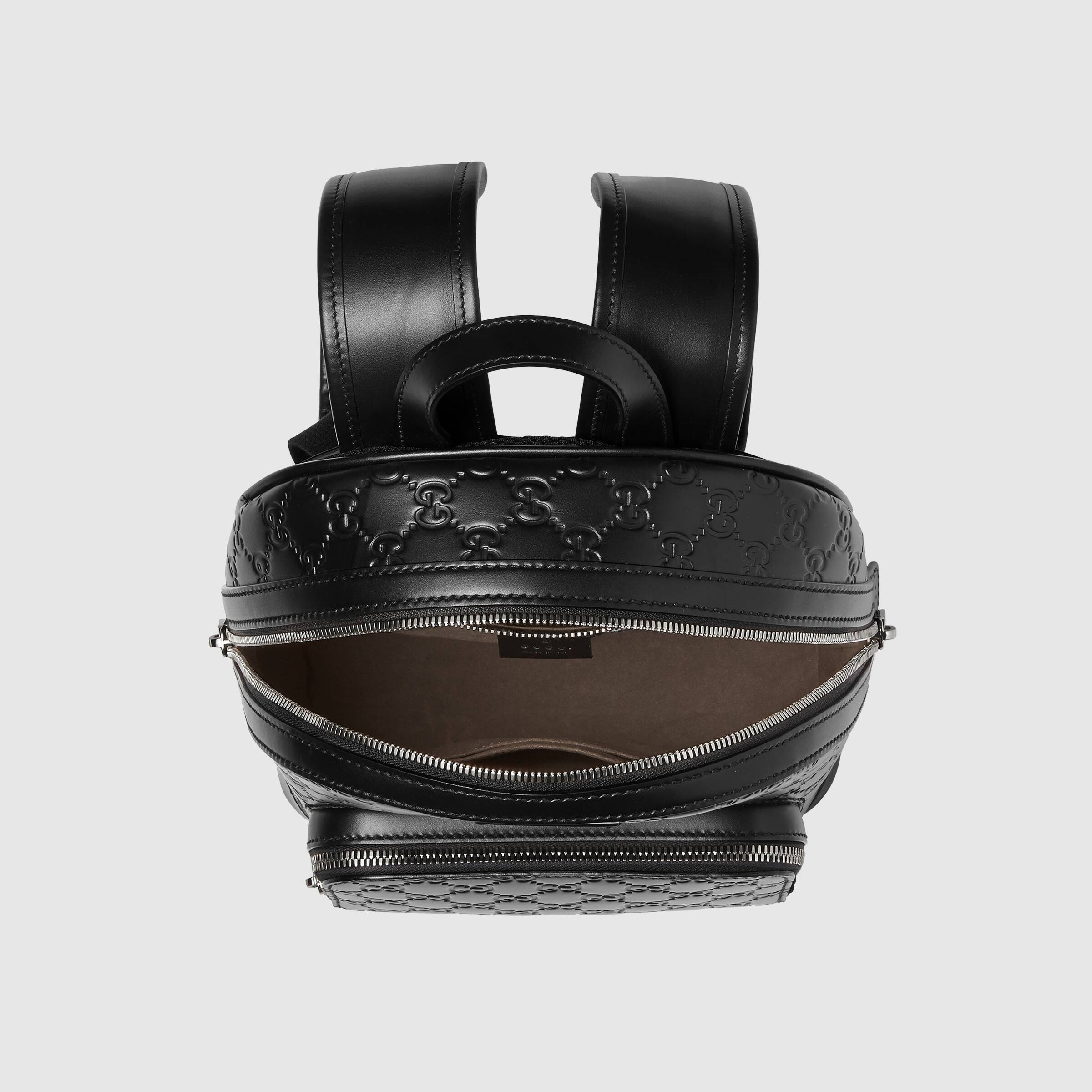 Gucci Signature Leather Backpack for Women & Men - Luxury Black Leather Backpack with Adjustable Straps - Perfect for Travel, Work & School