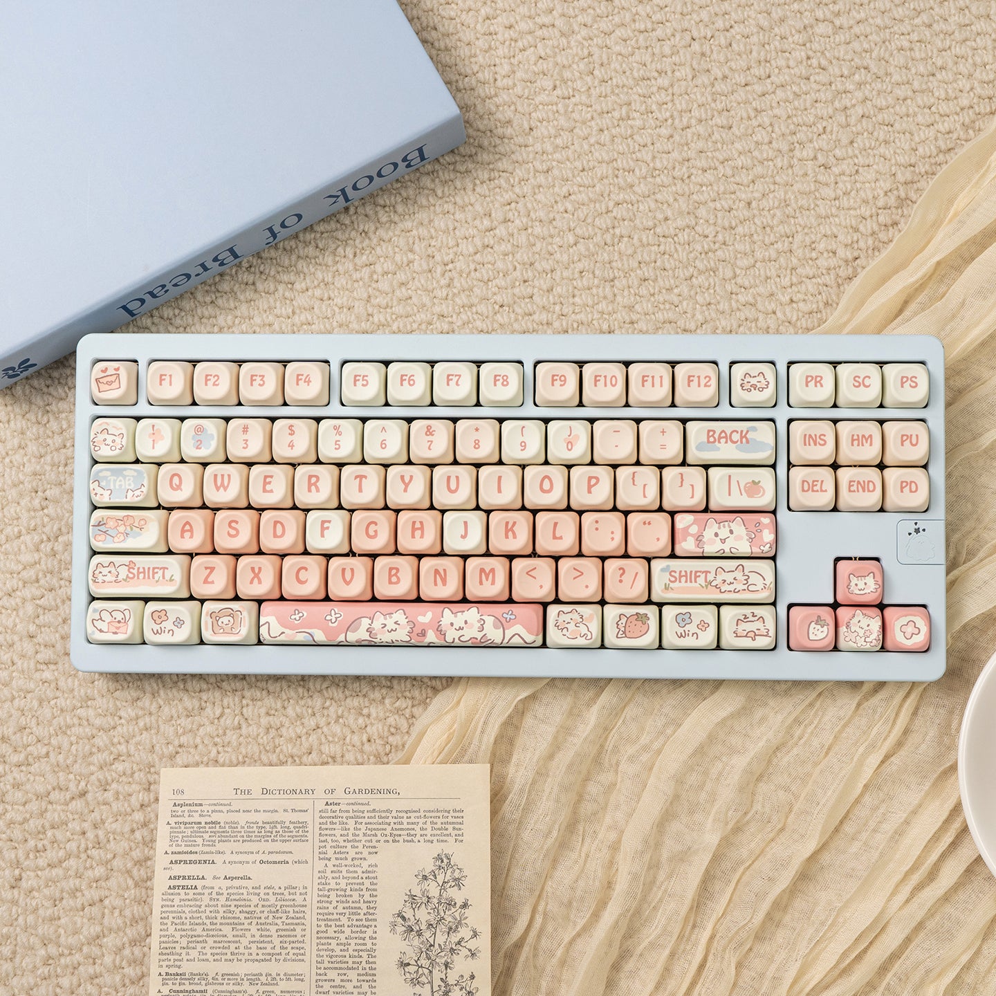 MOA Height Strawberry Kitten Magnetic Axis Mechanical Keyboard Keycap - PBT Dye-Sublimation Custom Keycaps for Gaming, Typing & Office Work