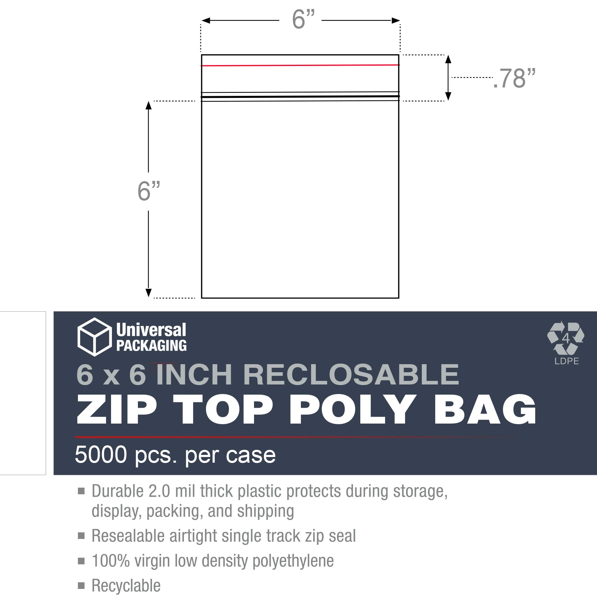 6 x 6 Inch Resealable Plastic Bags - 4000 Pack of 2.0 Mil Clear Zipper Lock Storage Bags for Food, Crafts, Office Supplies & Small Parts Organization