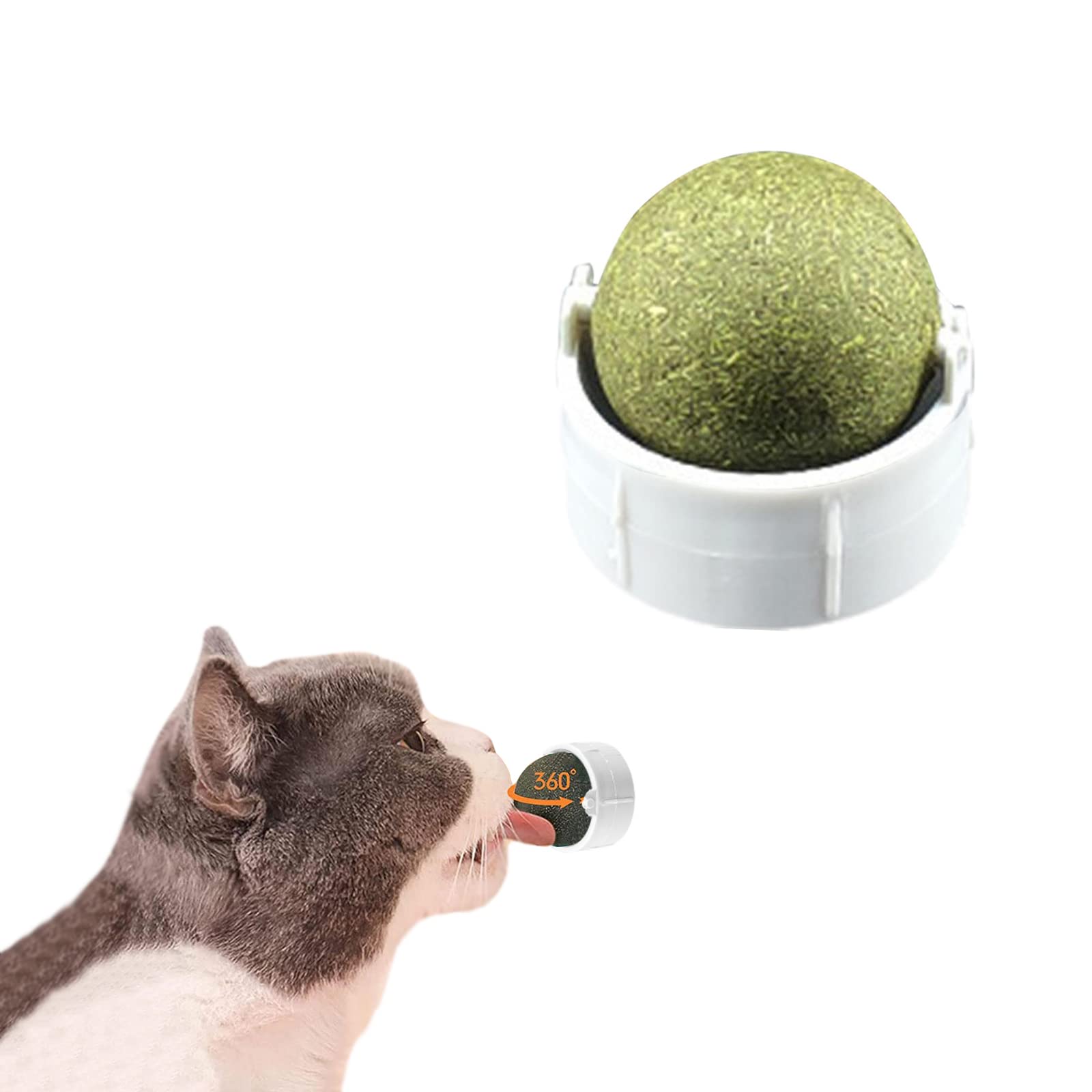 Catnip Wall Balls for Cats - Spinning Mint Cat Toys with Edible Catnip, Rotatable Licking Ball for Teeth Cleaning & Chewing Fun | Interactive Wall Treats for Kittens & Adult Cats - Perfect for Playtime & Dental Health