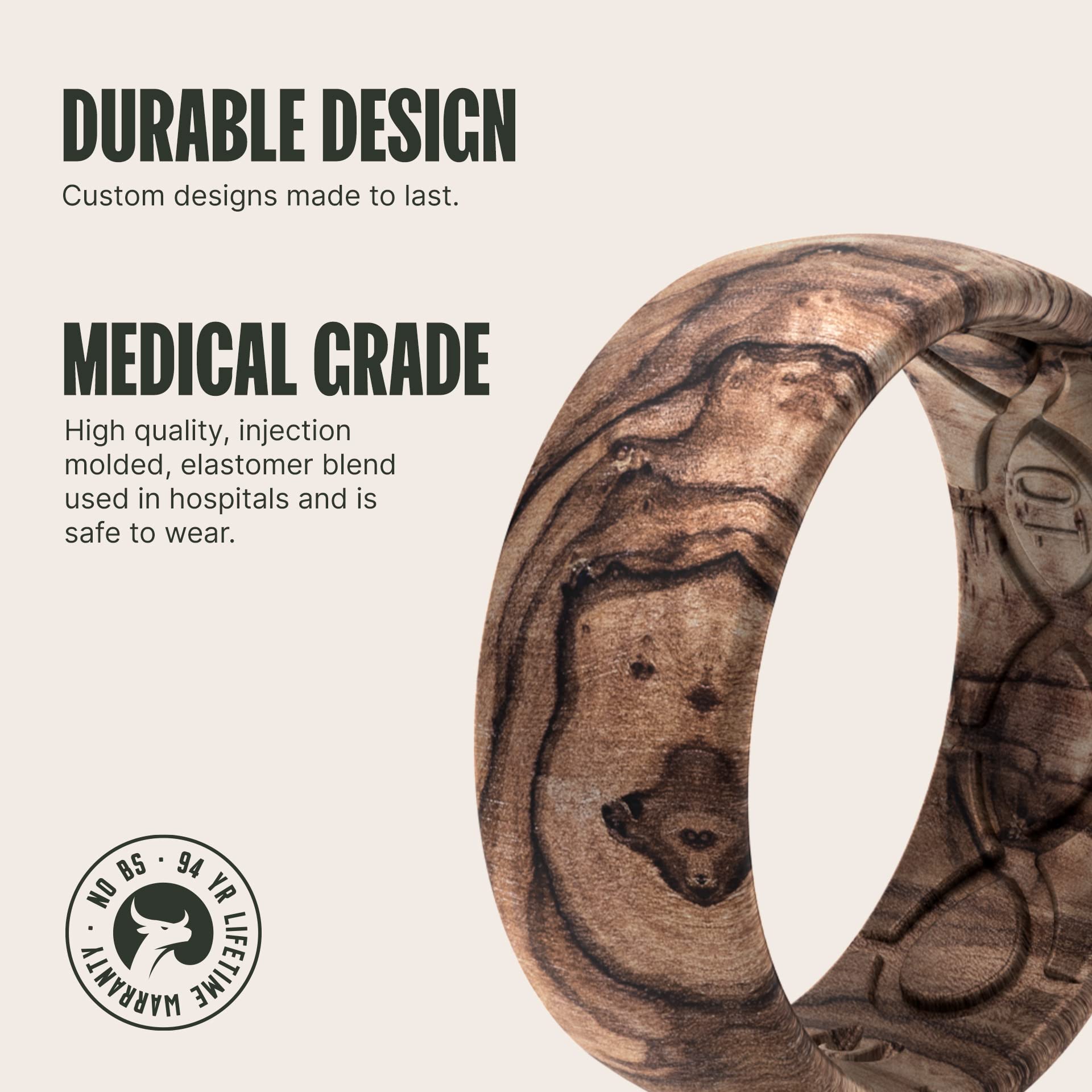 Groove Life Nomad Silicone Wedding Band for Men - Breathable Rubber Ring with Unique Design, Comfort Fit & Lifetime Warranty - Perfect for Active Lifestyles, Gym, Swimming & Outdoor Adventures