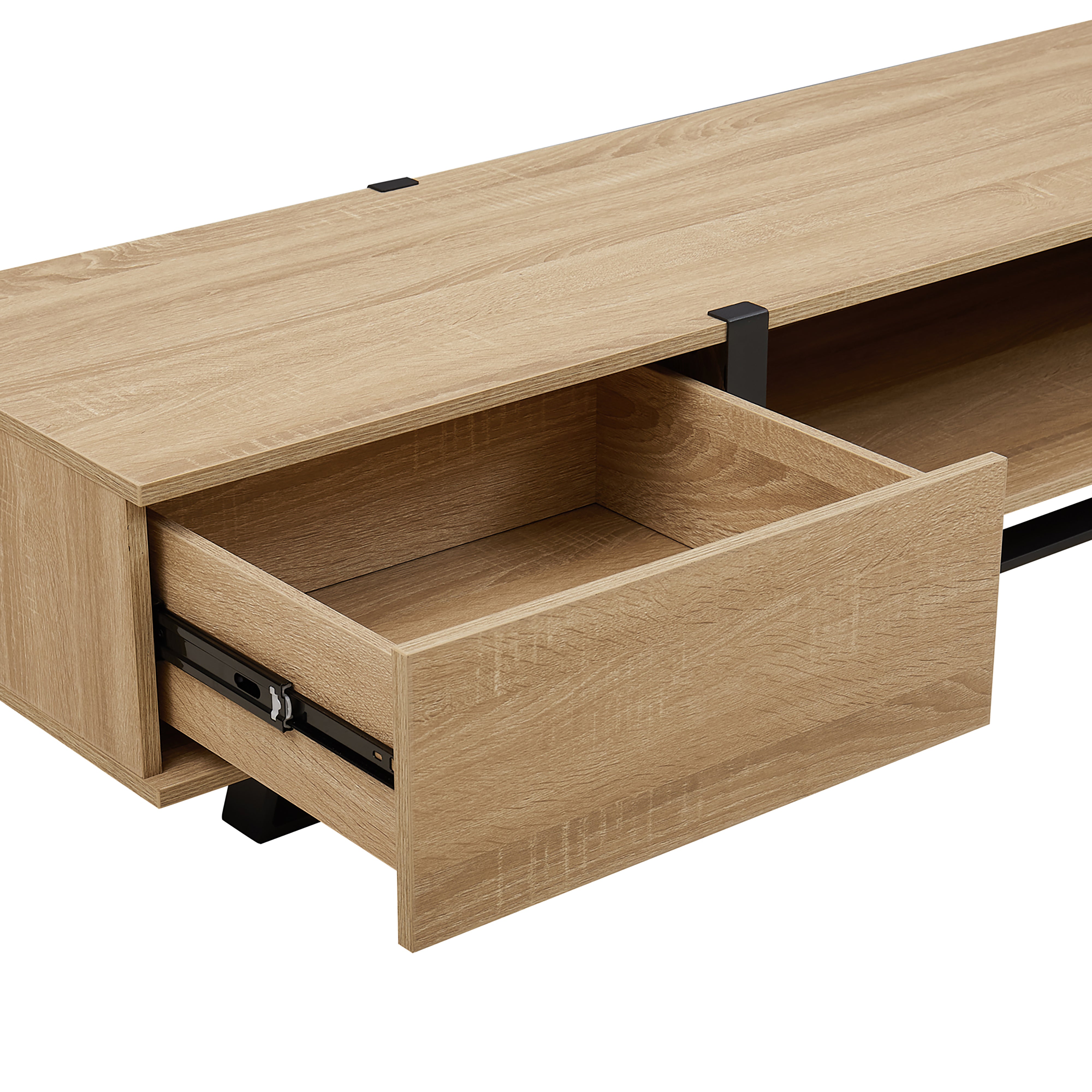 Modern Capri TV Stand 2000mm - Low Profile Entertainment Center with Oak & Black Finish by Criterion - Perfect for Living Room, Home Theater & Media Storage
