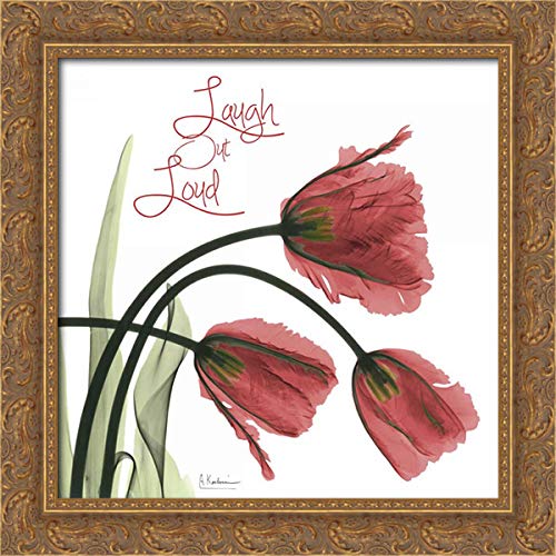 Albert Koetsier 28x28 Gold Ornate Framed Canvas Art Print - Laugh Out Loud Tulips (L83) - Perfect for Living Room, Bedroom & Office Wall Decor
