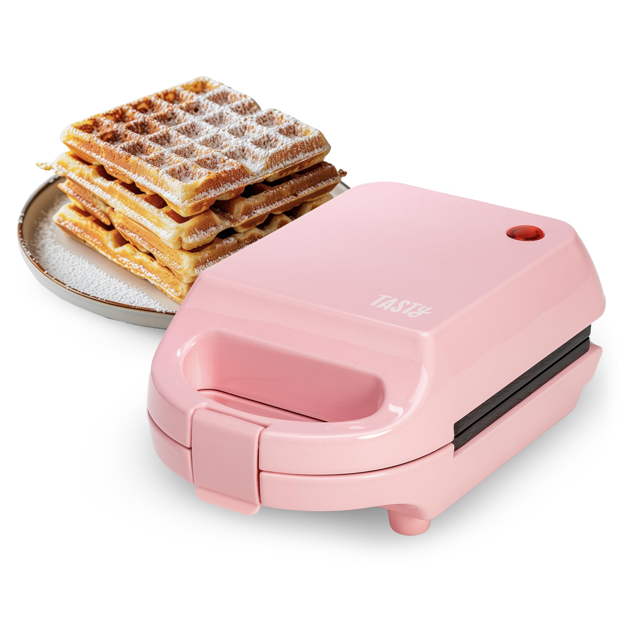 Mini Nonstick Waffle Maker - 600W Compact Waffle Iron for Individual Waffles, Hash Browns & Brownies - Quick Heating & Easy Clean - Perfect for Breakfast, Snacks & Desserts - Pink Kitchen Appliance