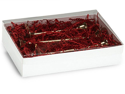 50 Pack 10x7x2 Inch Clear Plastic Display Boxes with White Bases - Perfect for Greeting Cards, Stationery, Gourmet Food Packaging, Bath & Body Products - Ideal for Retail Stores, Trade Shows and Product Displays