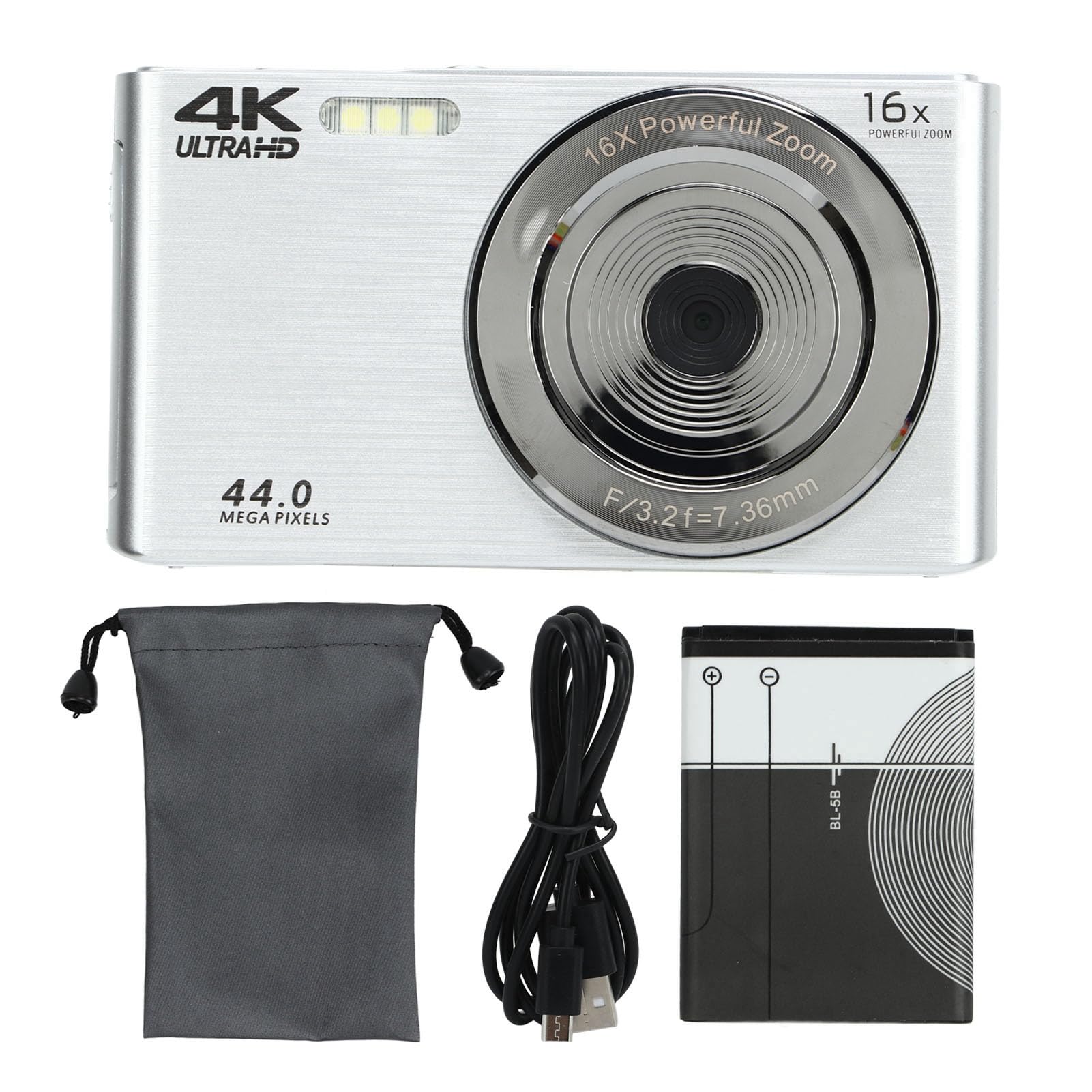 16X Digital Zoom Camera with 4K 44MP Resolution - 2.8in LCD Screen, Shockproof & Shake Proof Design - Perfect for Travel Photography, Outdoor Adventures, Vlogging and Kids Learning Photography