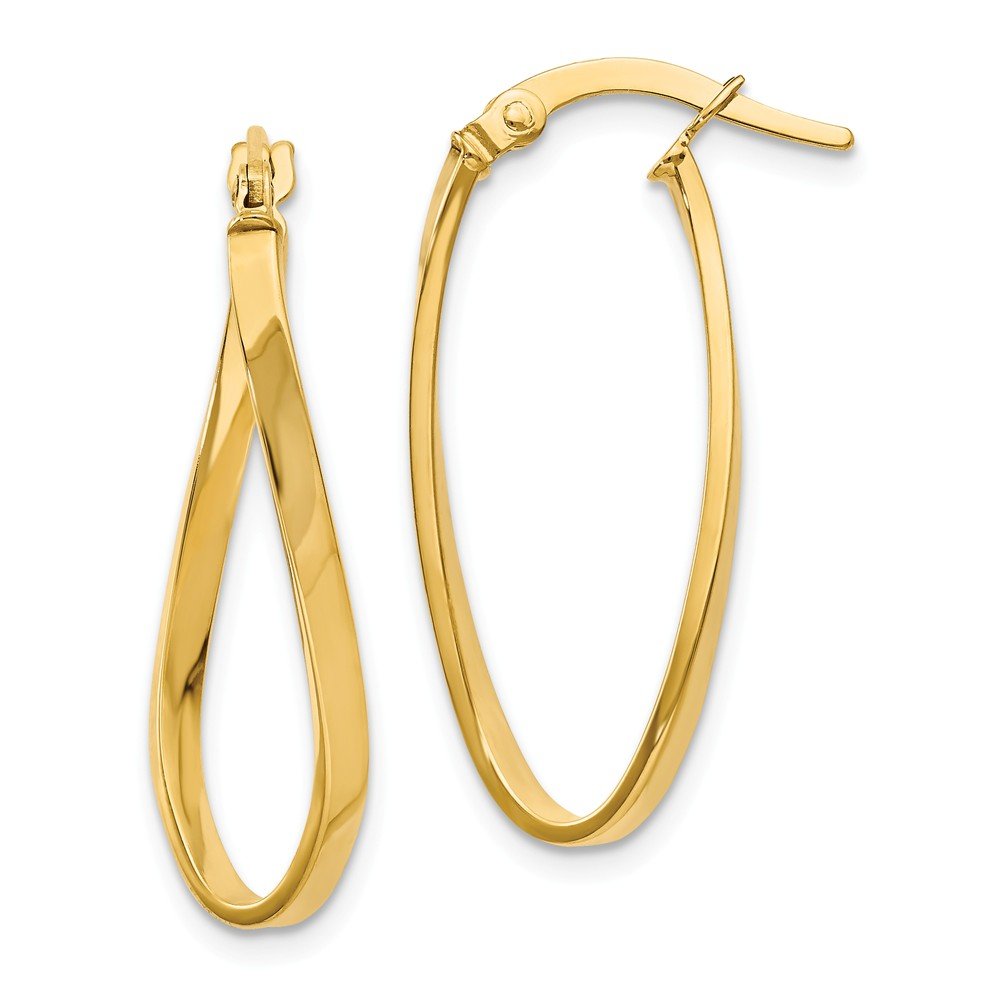 14K Yellow Gold Oval Tube Hoop Earrings - 26mm x 12mm Dainty Minimalist Jewelry for Women, Perfect for Everyday Wear & Special Occasions
