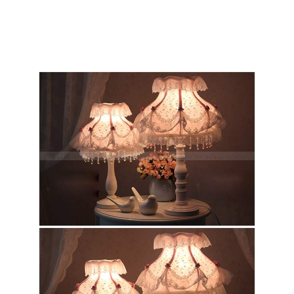 WENGAN Pink Lace Fabric Table Lamp - Multifunctional Bedside Desk Lamp for Bedroom, Office, Princess & Girl Room Decor - Perfect for Reading, Studying & Nightstand Lighting